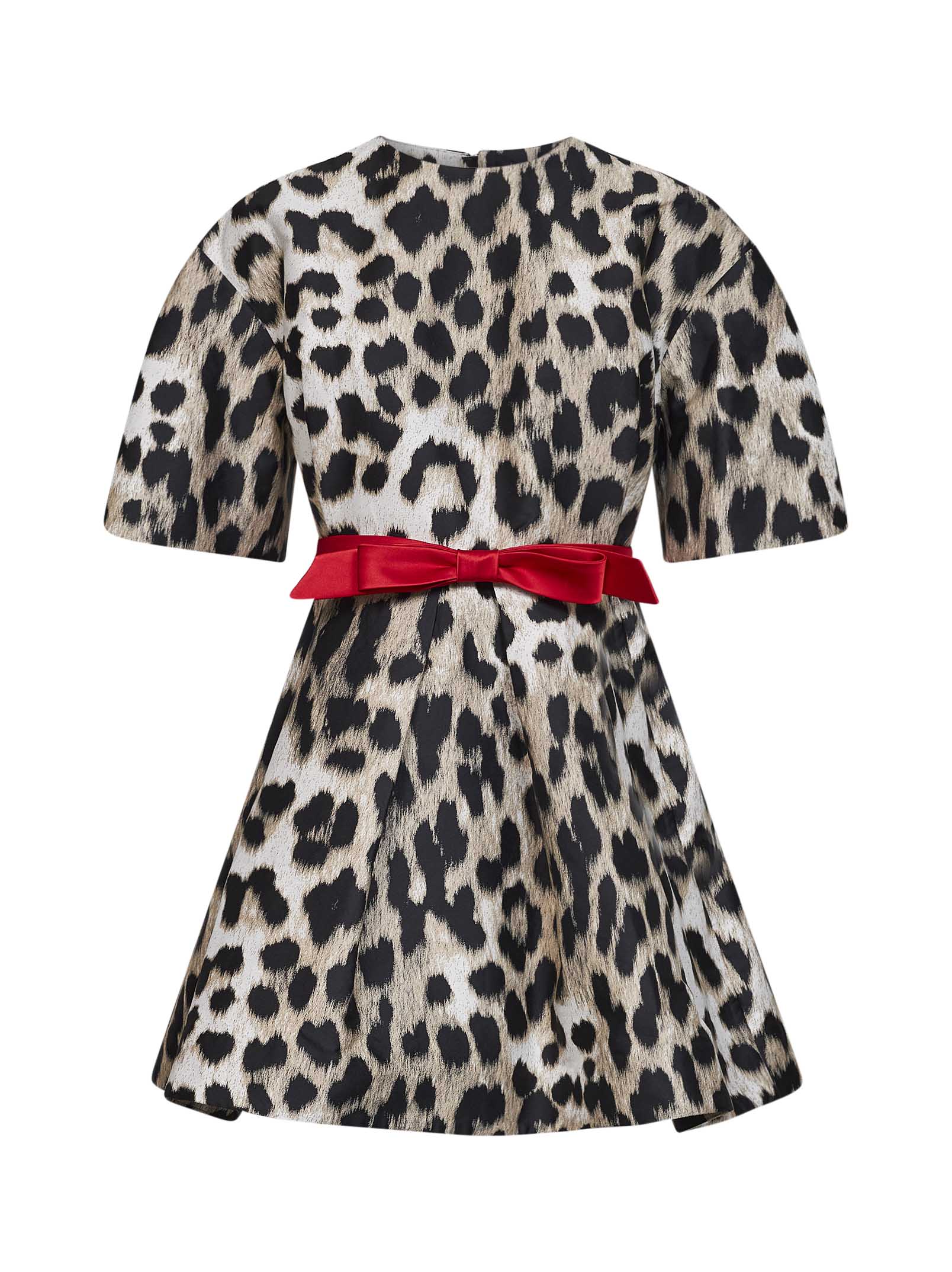 Givenchy Women Beige Leopard Jacquard Cocoon Mini Dress GIVENCHY