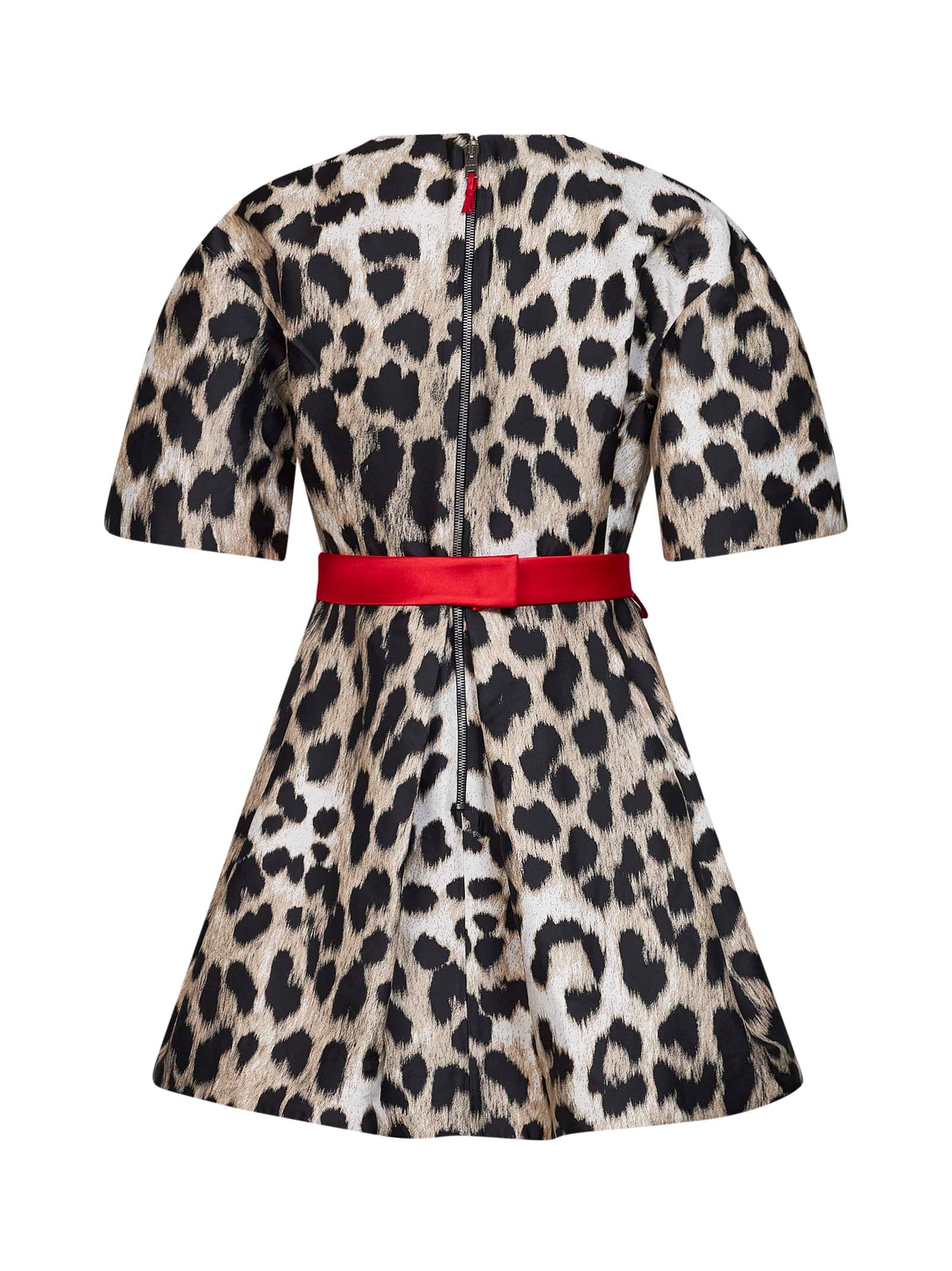 Givenchy Women Beige Leopard Jacquard Cocoon Mini Dress GIVENCHY