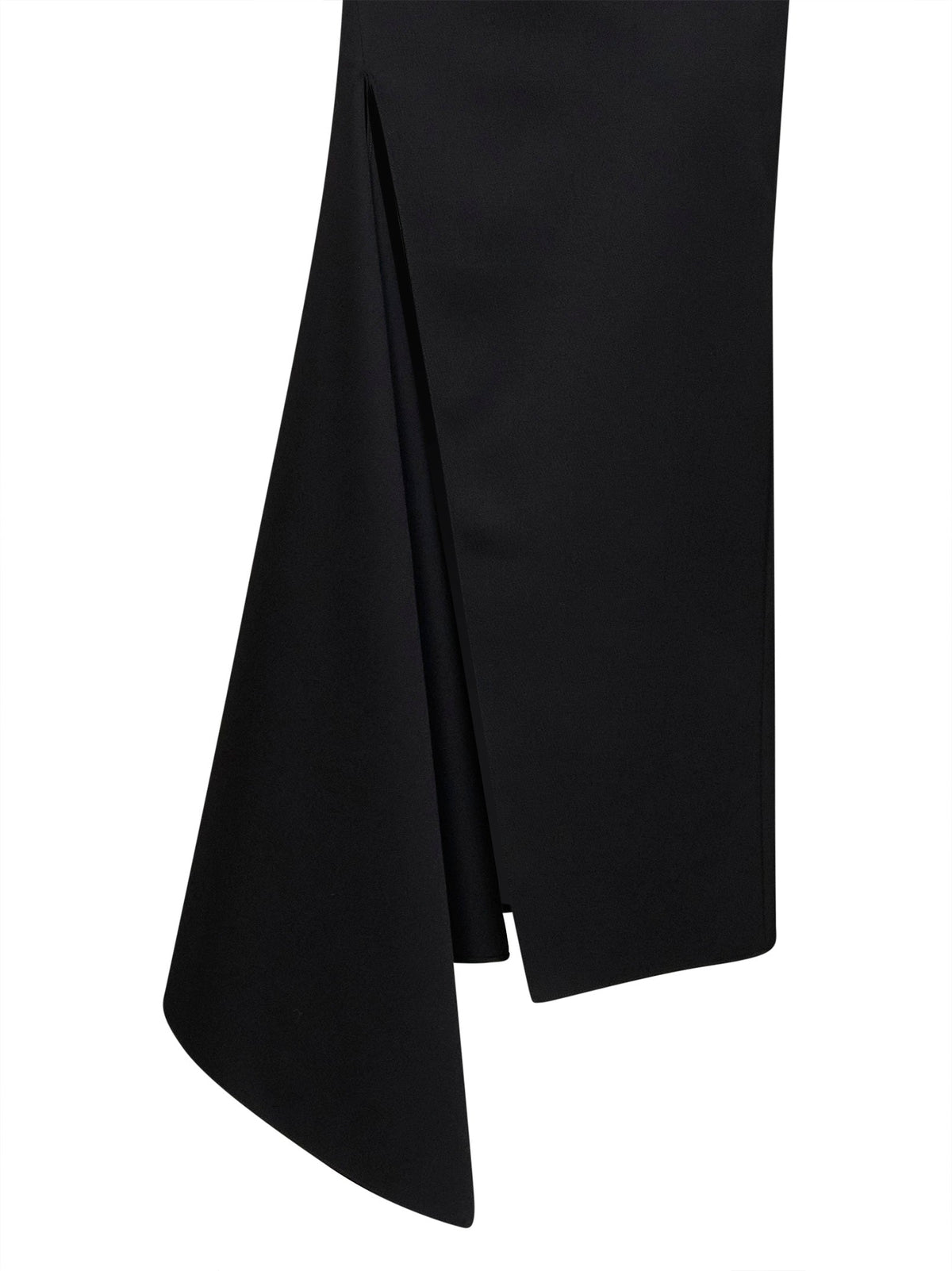 Givenchy Women Black Grain De Poudre Wool Asymmetric Maxi Skirt With Slit GIVENCHY