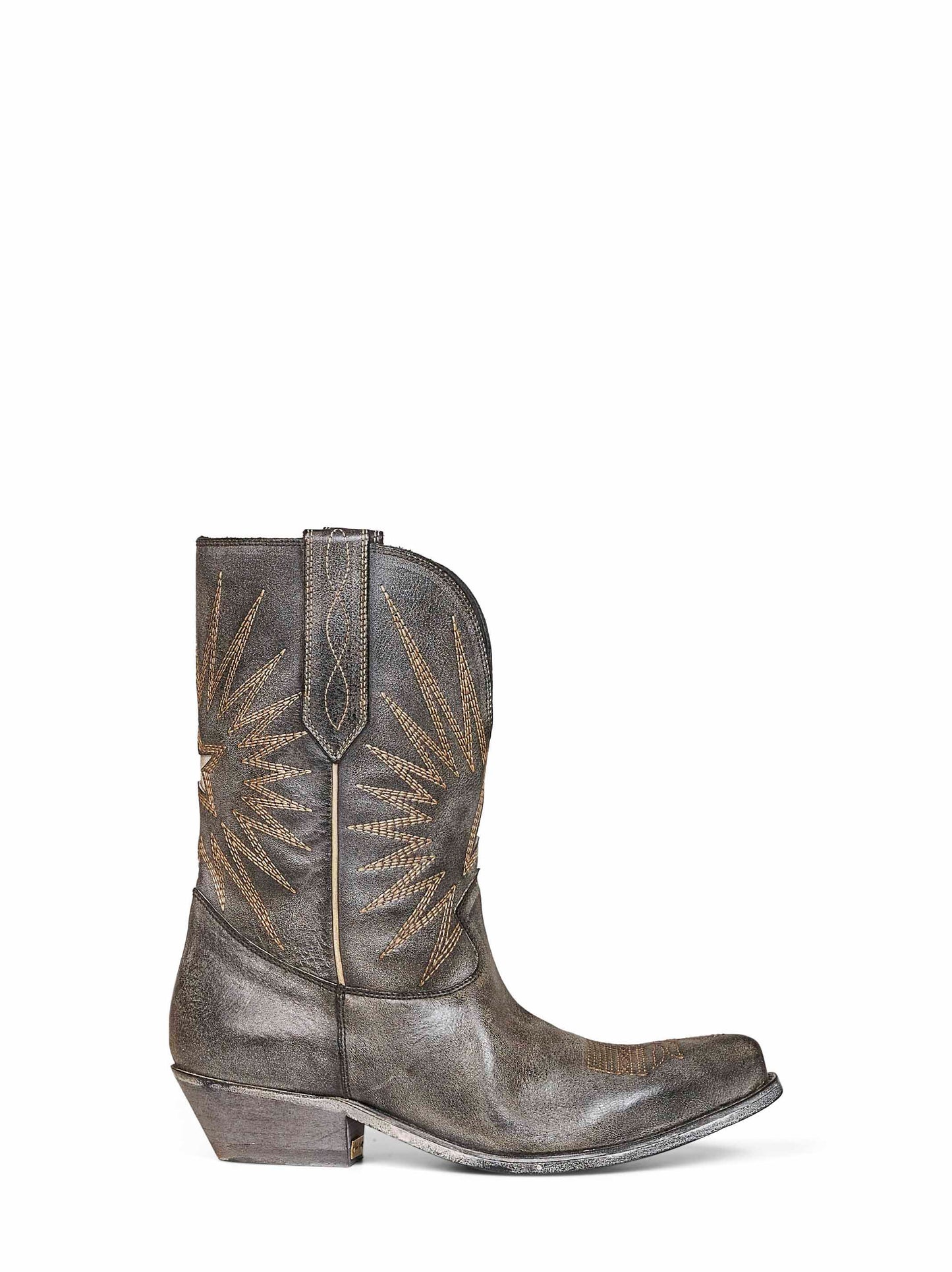 Golden Goose Women Black Leather Wish Star Low Boots With Silver Star GOLDEN GOOSE
