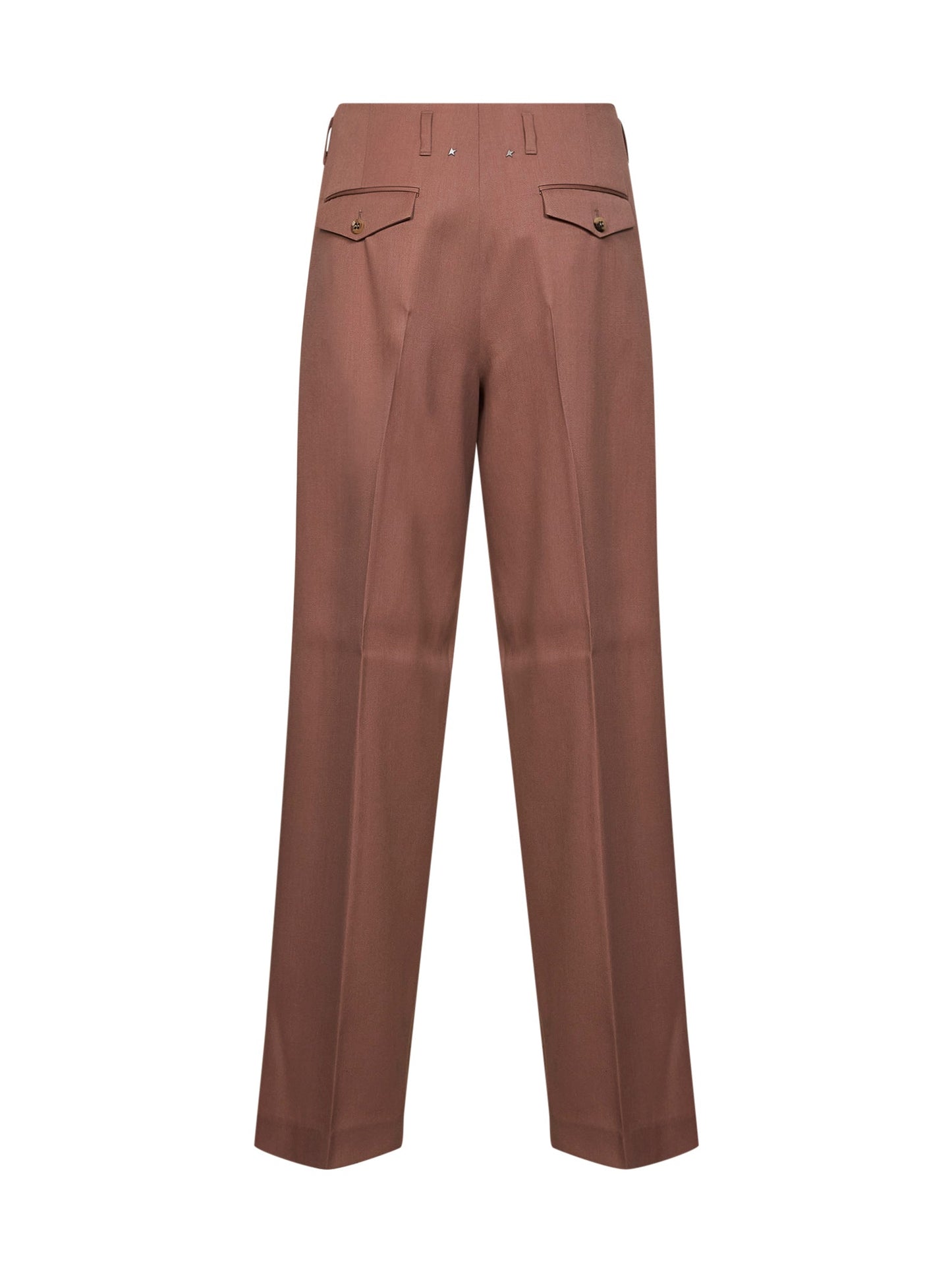 Golden Goose Women Bronze Pink Wool Gabardine Journey Wide-Leg Trousers GOLDEN GOOSE