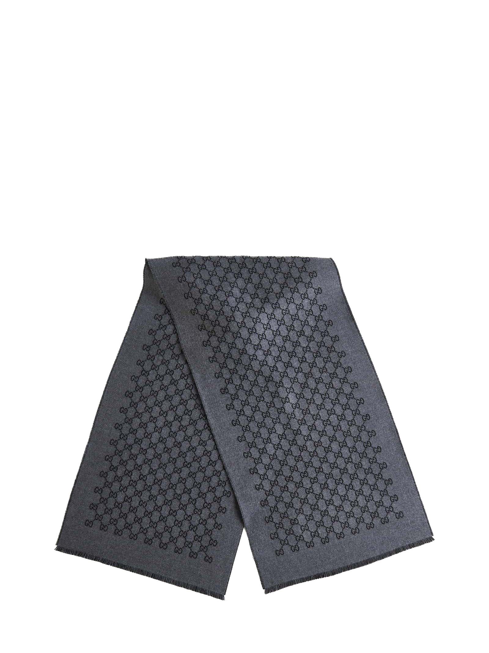 Gucci Men Gg Jacquard Wool Scarf GUCCI