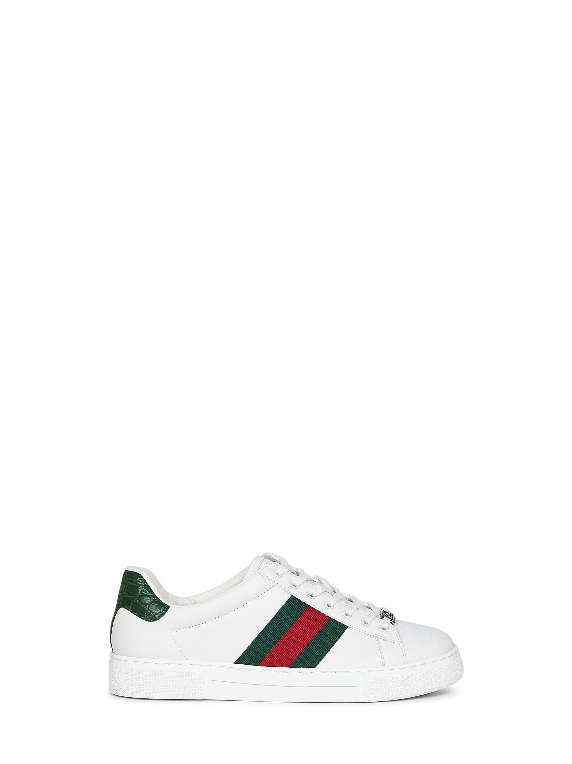 Gucci Men White Leather Gucci Ace Sneakers GUCCI