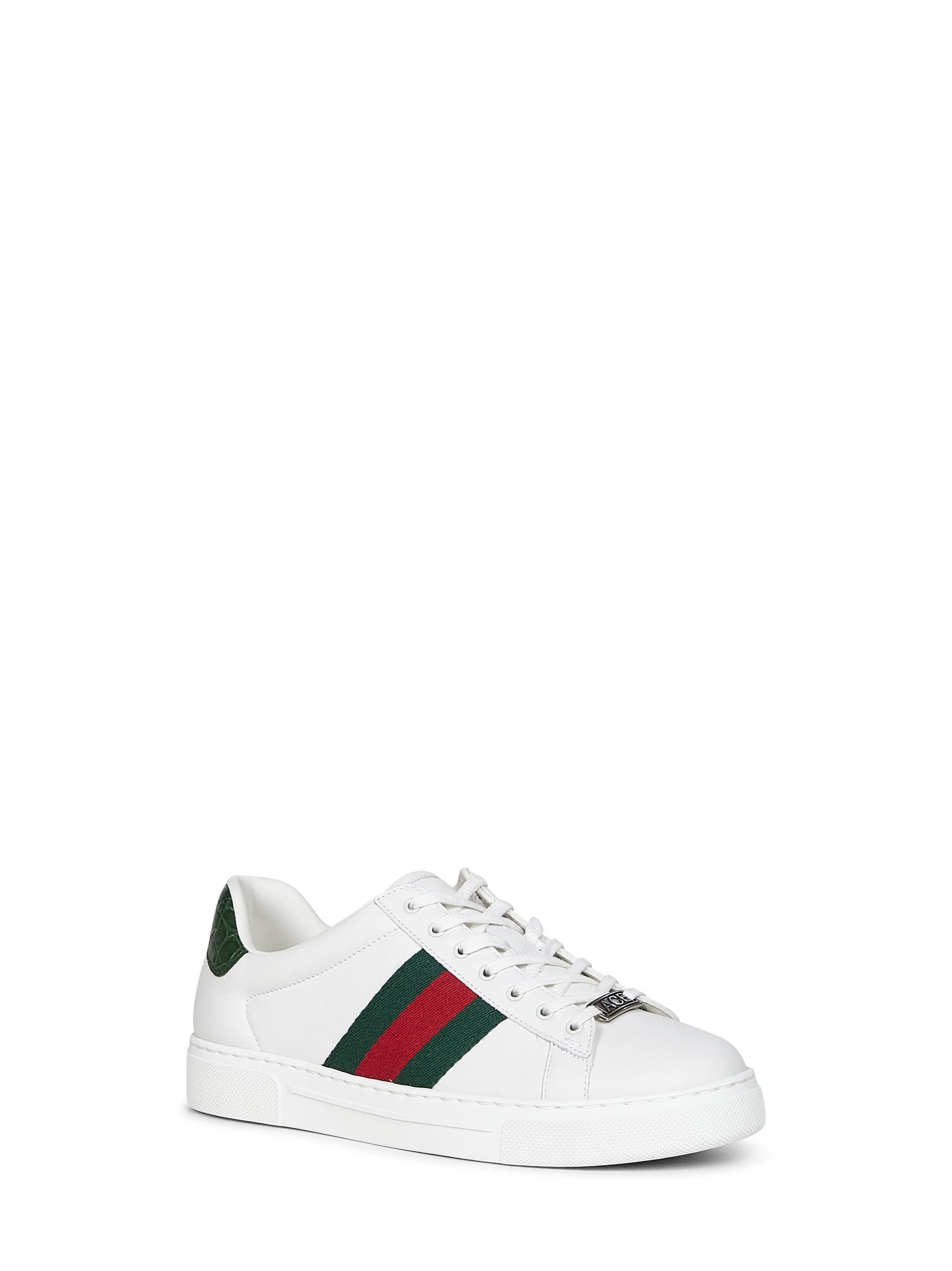 Gucci Men White Leather Gucci Ace Sneakers GUCCI