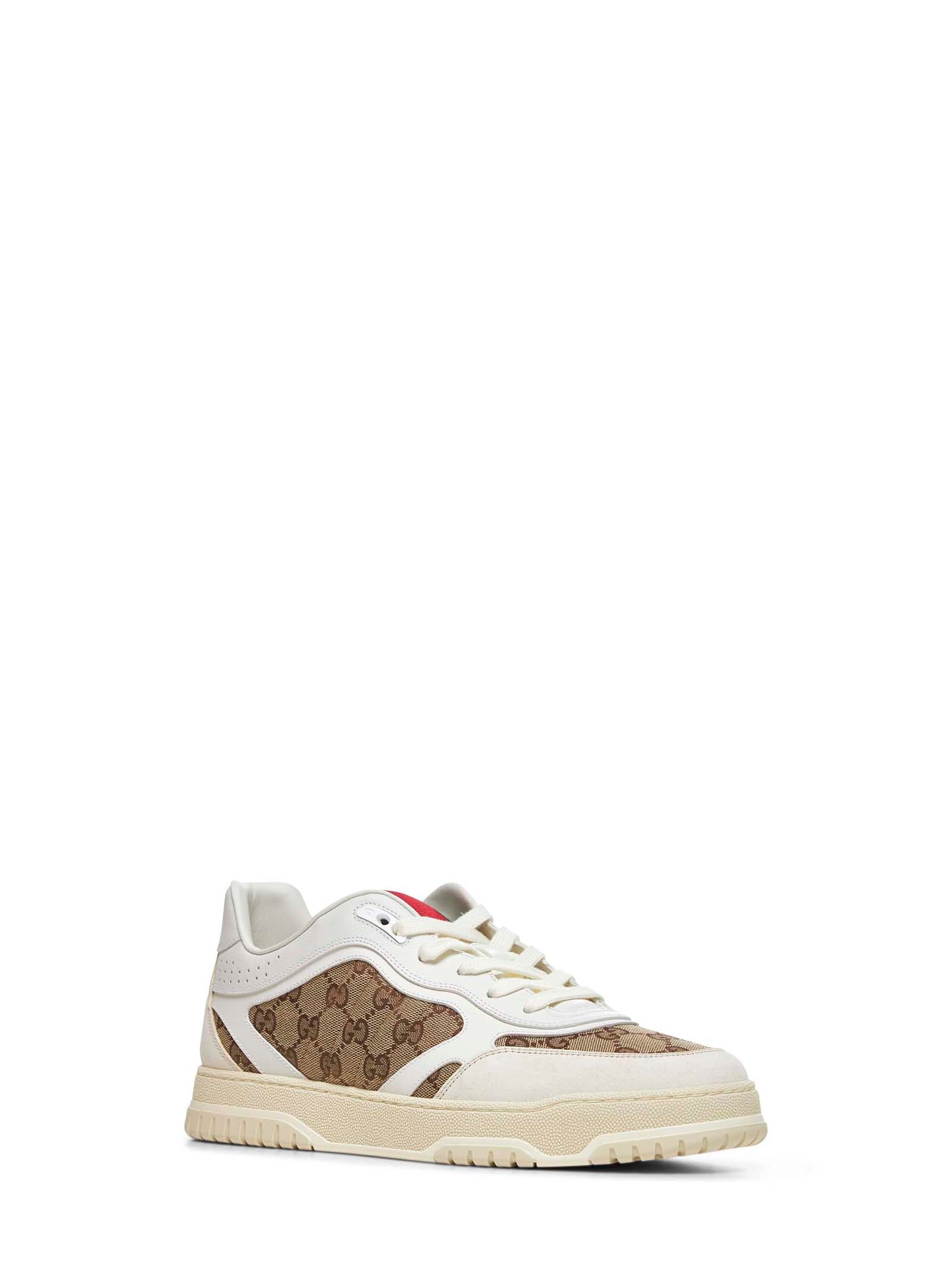 Gucci Men Beige Gucci Re-Web Sneakers GUCCI