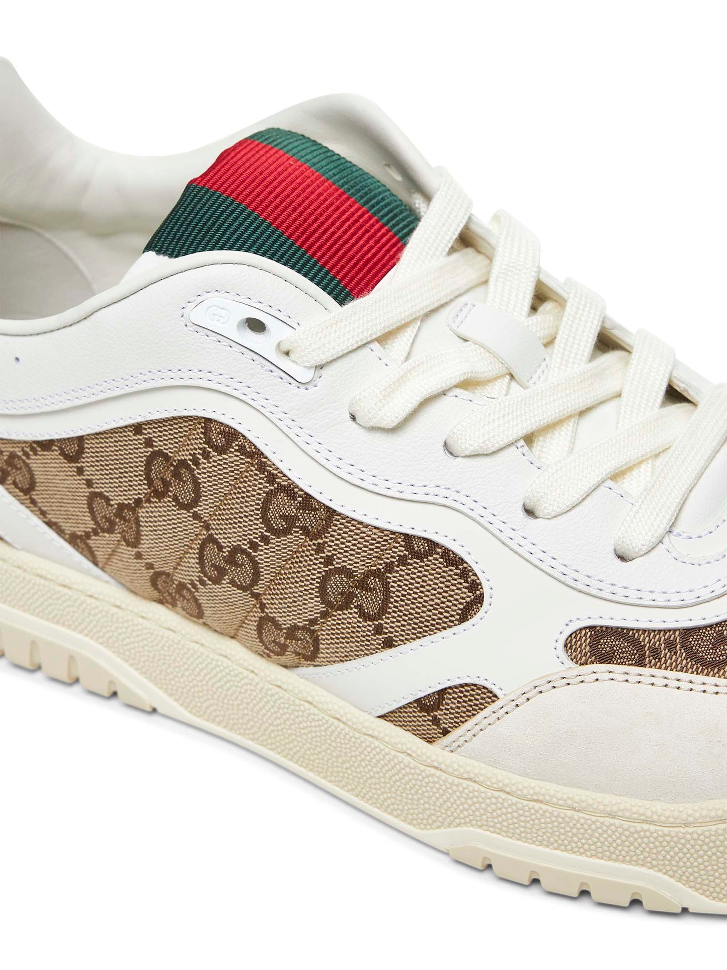 Gucci Men Beige Gucci Re-Web Sneakers GUCCI