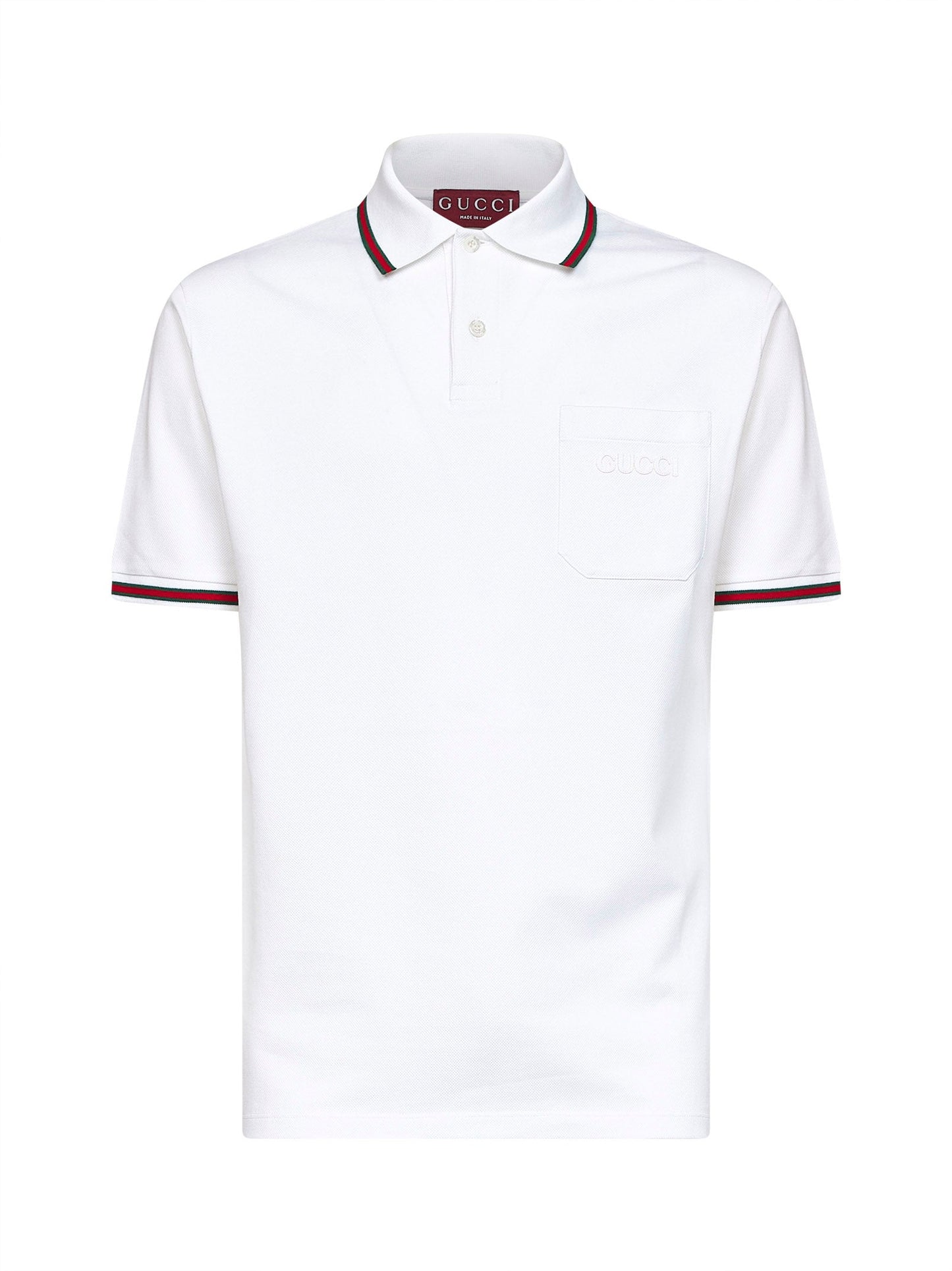 Gucci Men White Stretch Cotton Piqué Embroidered Polo Shirt GUCCI