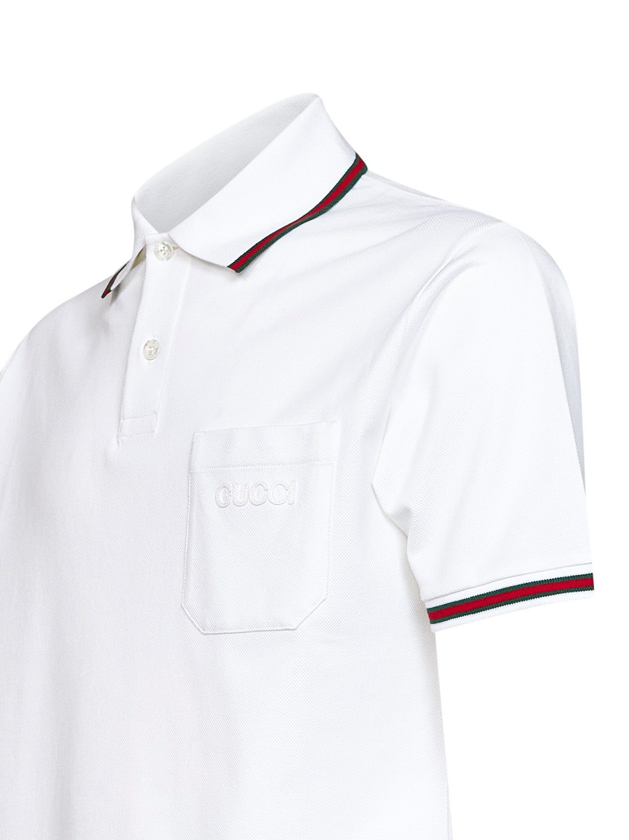 Gucci Men White Stretch Cotton Piqué Embroidered Polo Shirt GUCCI