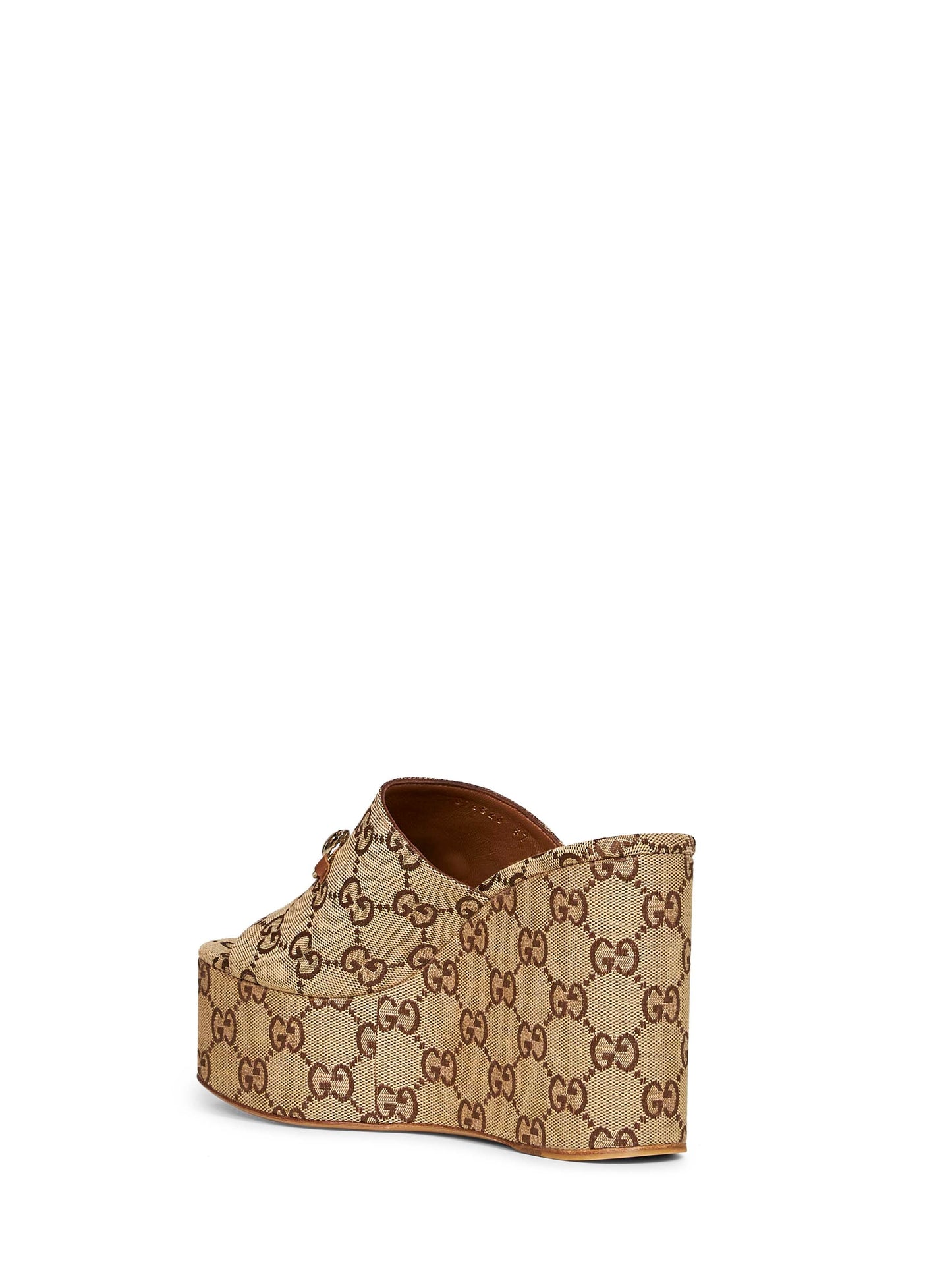 Gucci Men Beige And Dark Brown Horsebit Wedge Sandals GUCCI