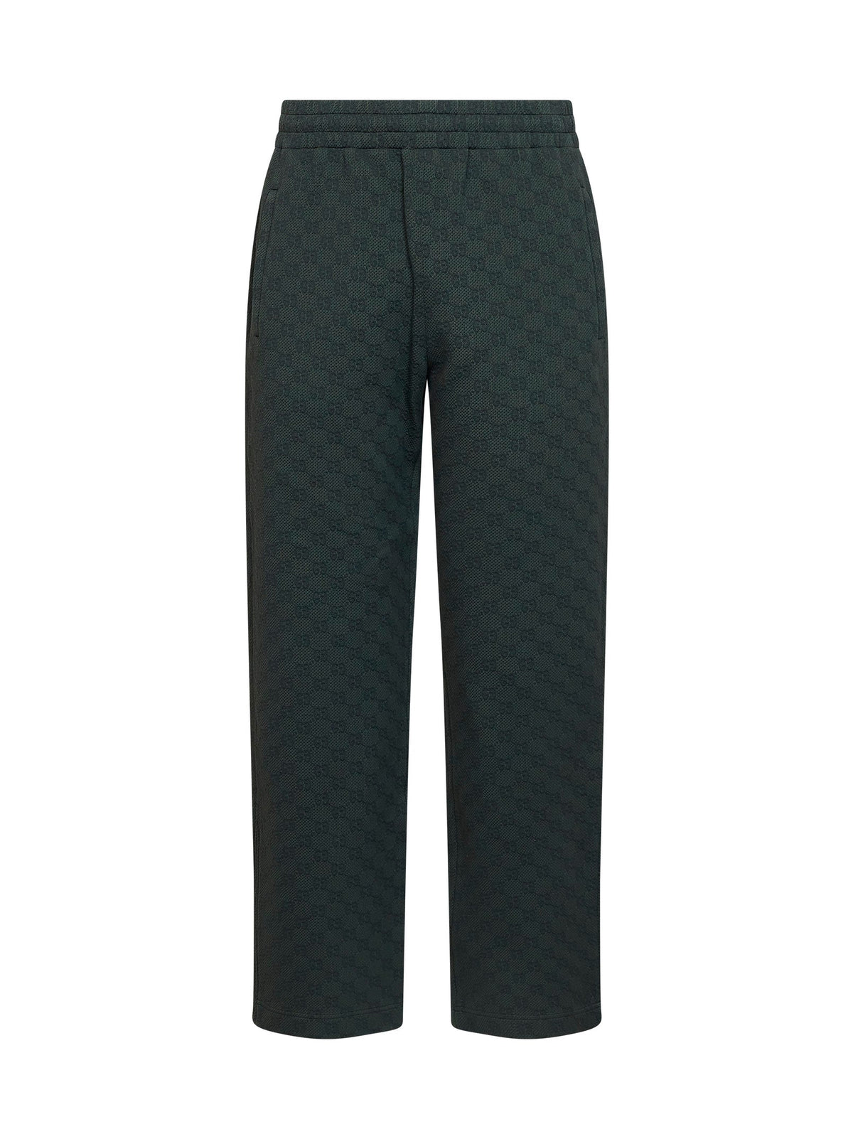 Gucci Men Green Gg Monogram Straight-Leg Trousers GUCCI
