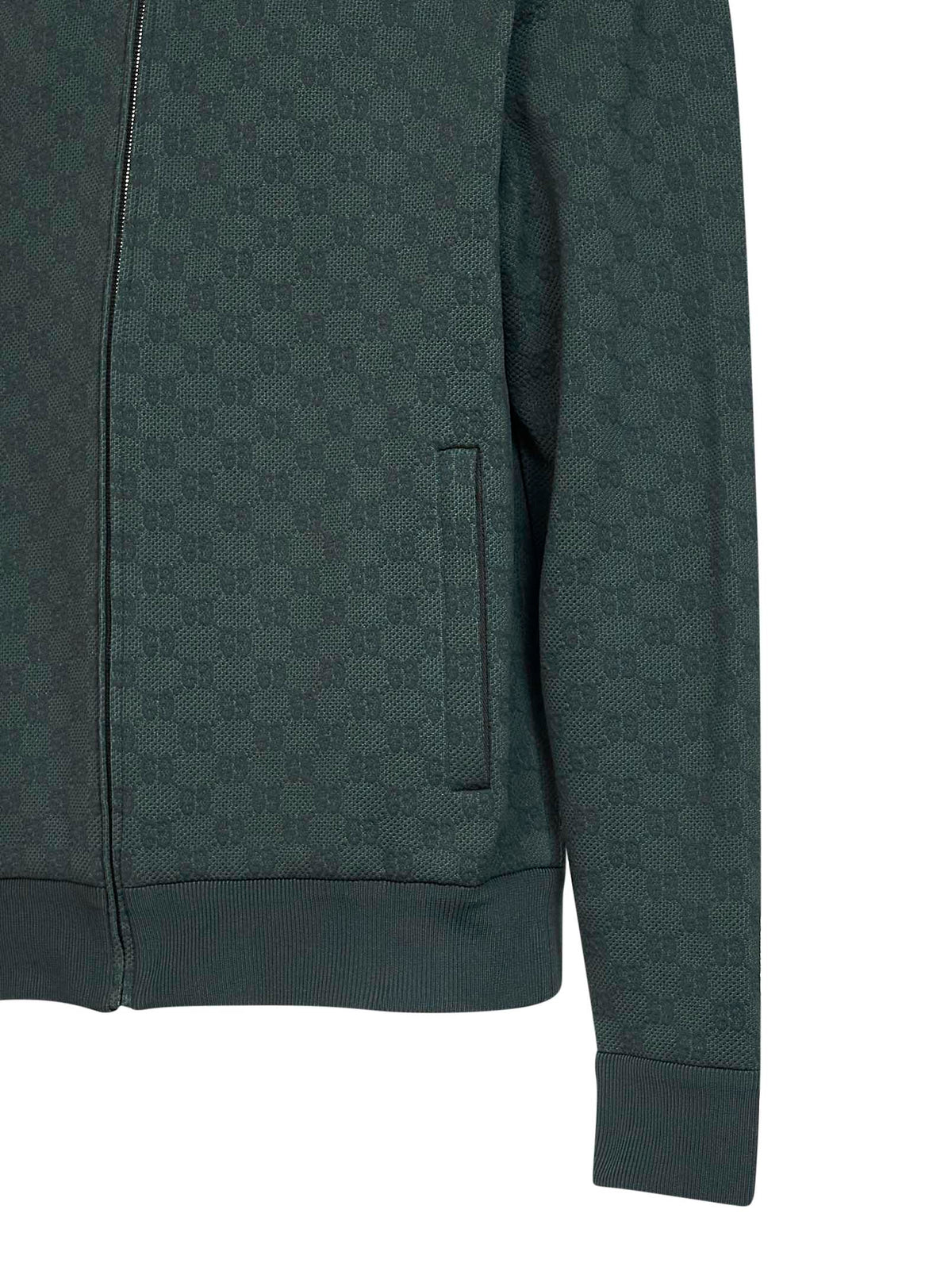Gucci Men Dark Green Technical Gg Jersey Zipped Tracktop GUCCI