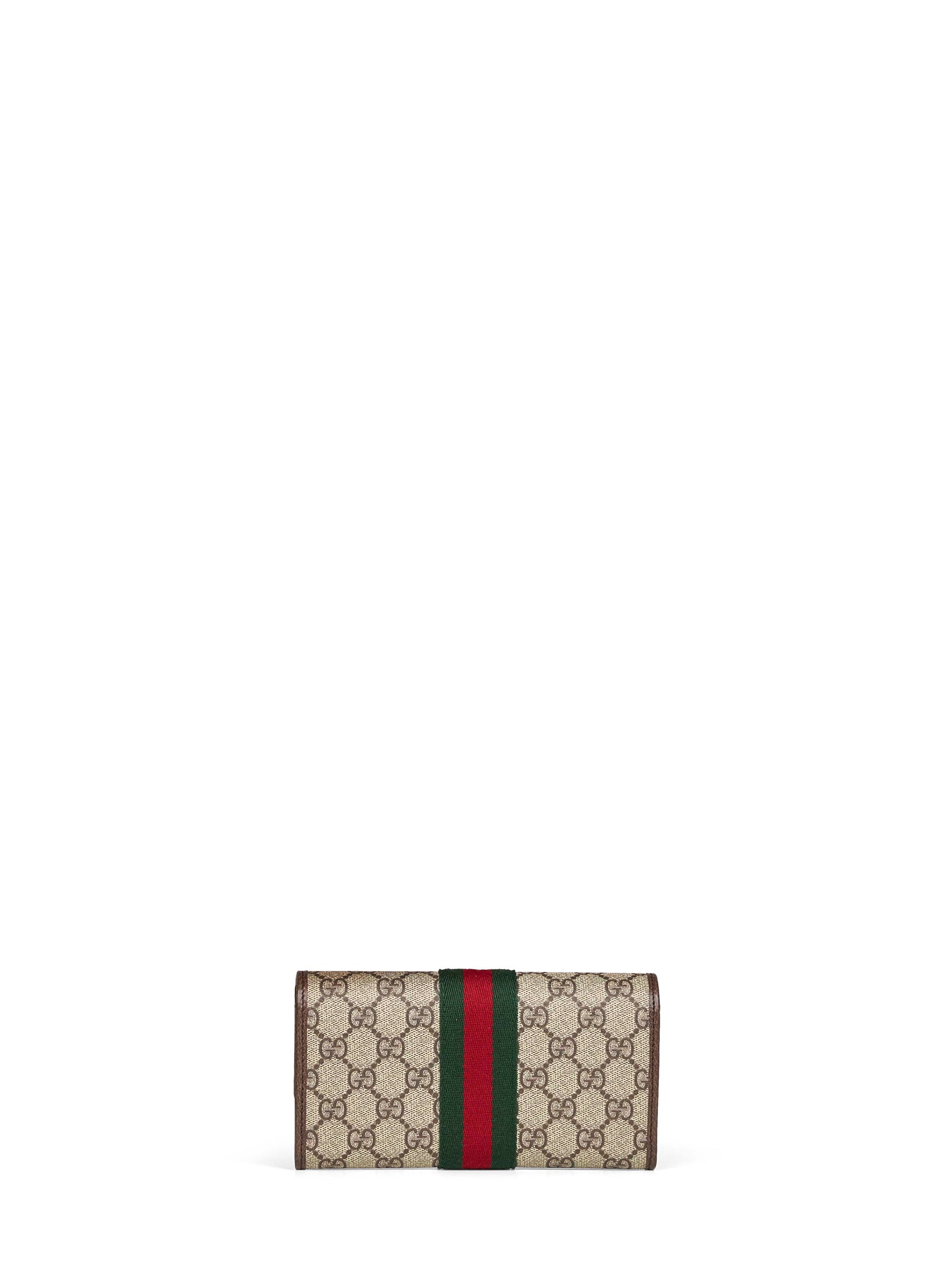 Gucci Women Beige And Dark Brown Ophidia Continental Wallet GUCCI