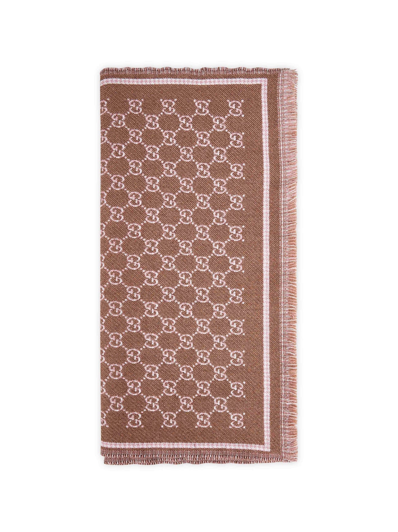 Gucci Women Brown Gg Wool Blend Scarf GUCCI