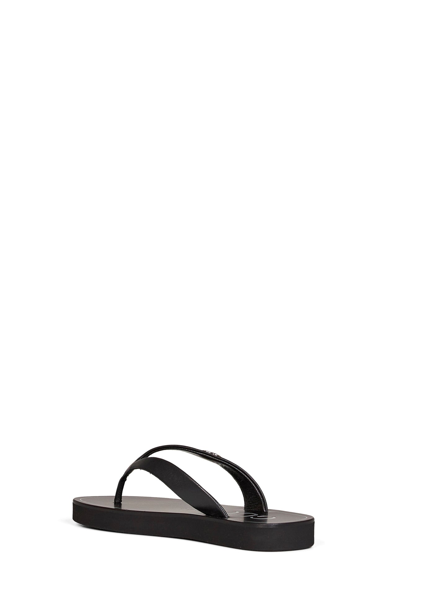 Gucci Women Black Nappa Leather Platform Thong Sandals With Double G GUCCI