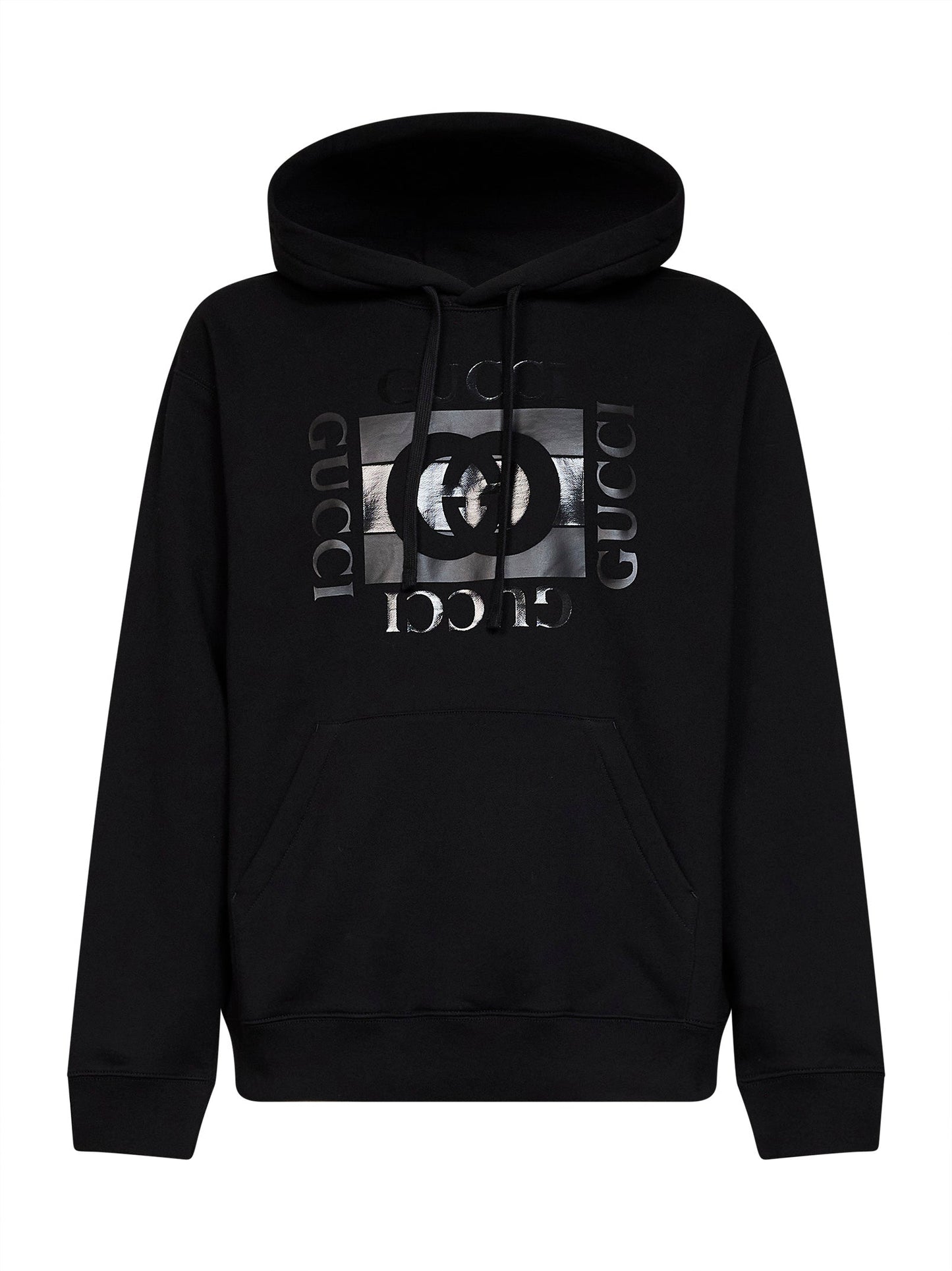 Gucci Men Black Cotton Jersey Printed Hoodie GUCCI