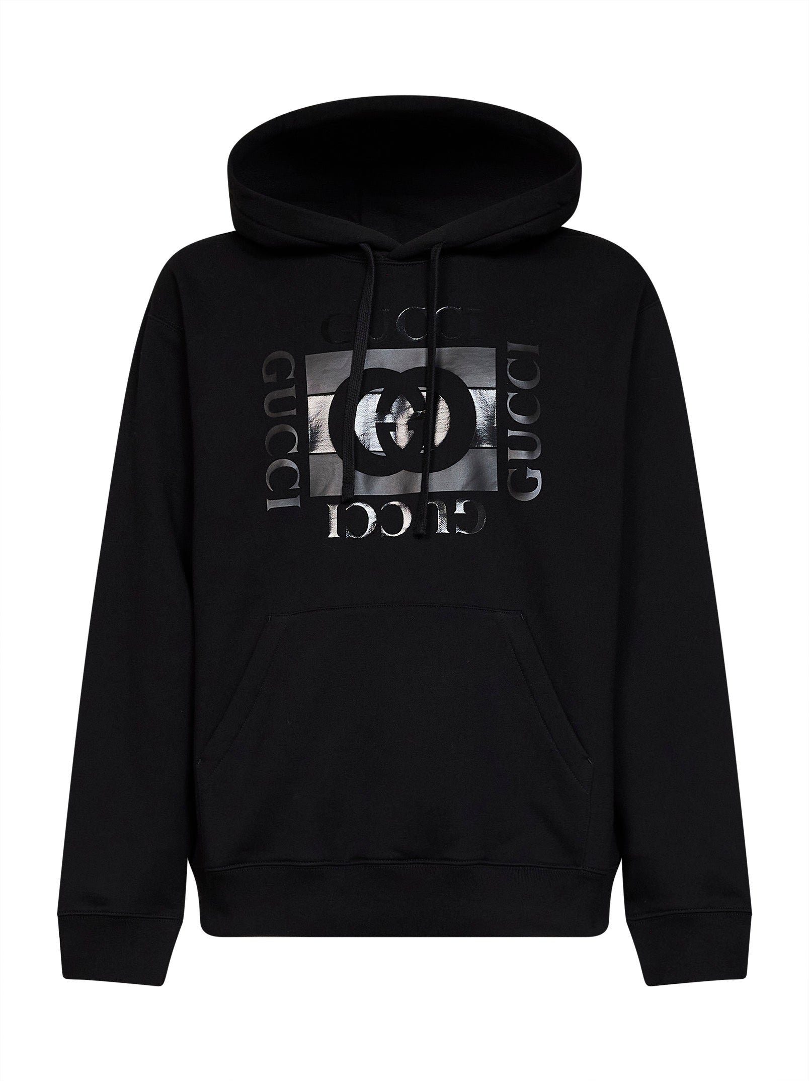 Gucci Men Black Cotton Jersey Printed Hoodie GUCCI