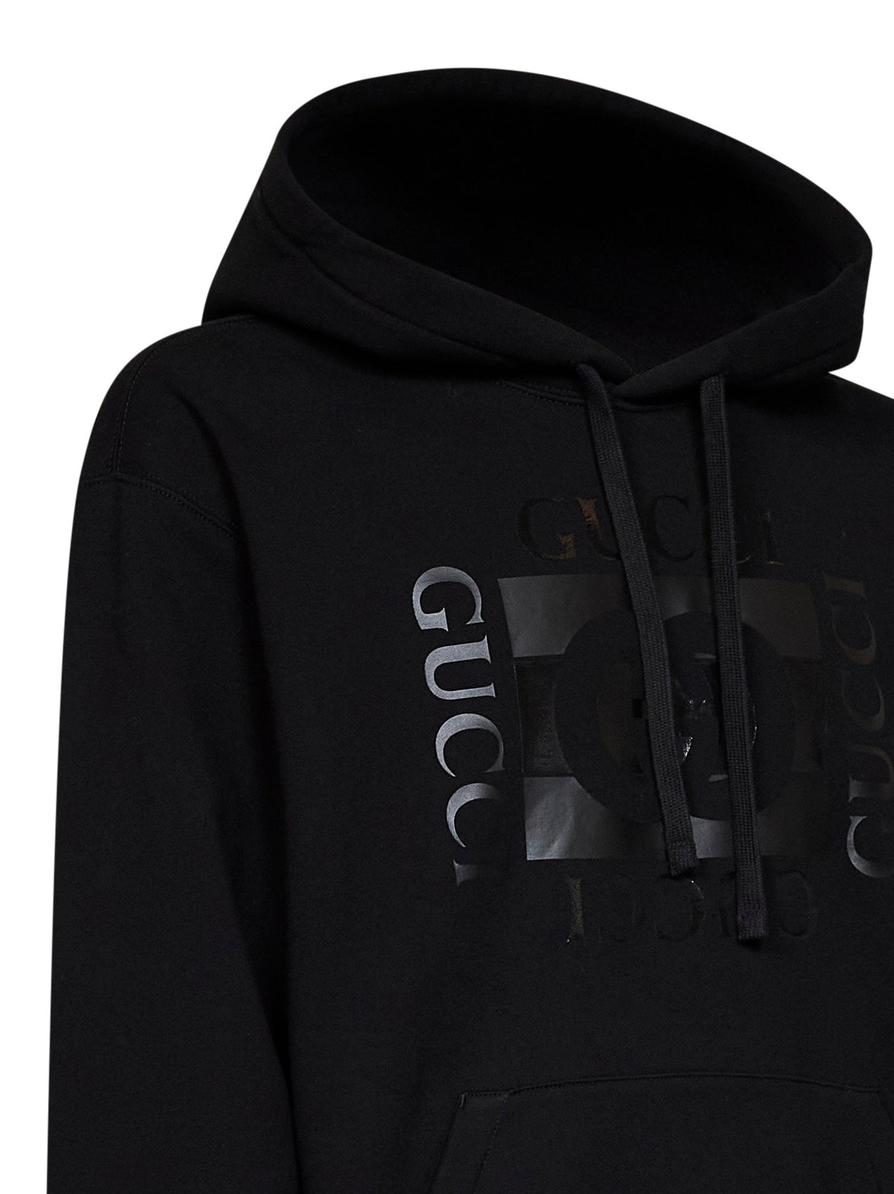 Gucci Men Black Cotton Jersey Printed Hoodie GUCCI