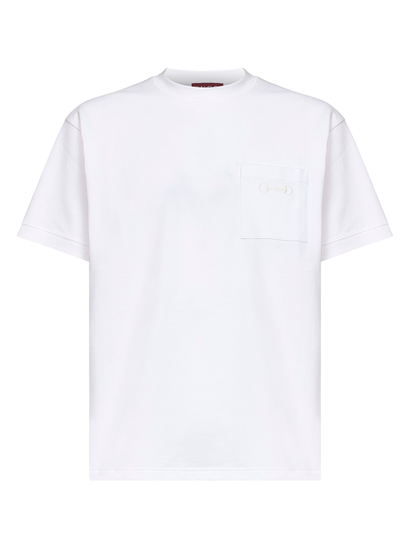 Gucci Men White Stretch Cotton Piqué Embroidered T-Shirt GUCCI