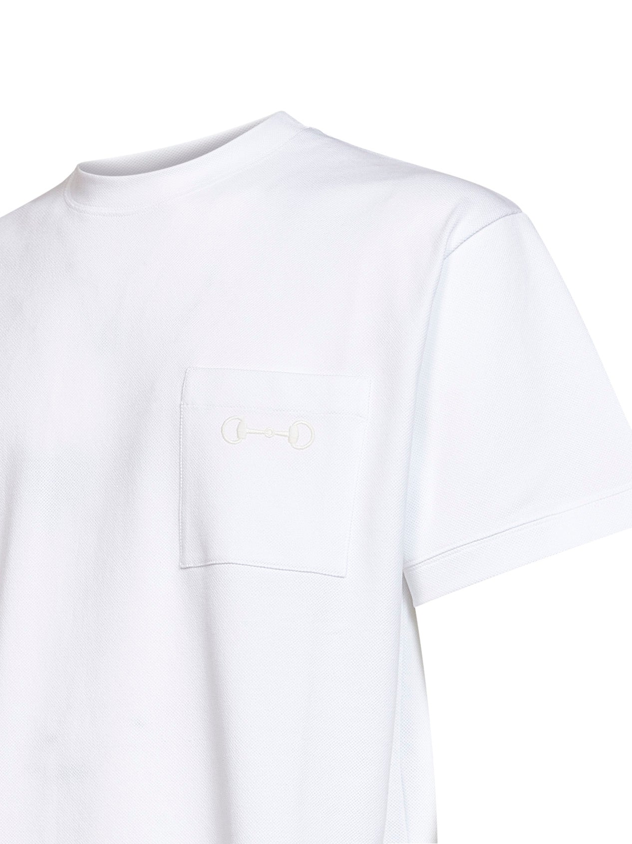 Gucci Men White Stretch Cotton Piqué Embroidered T-Shirt GUCCI