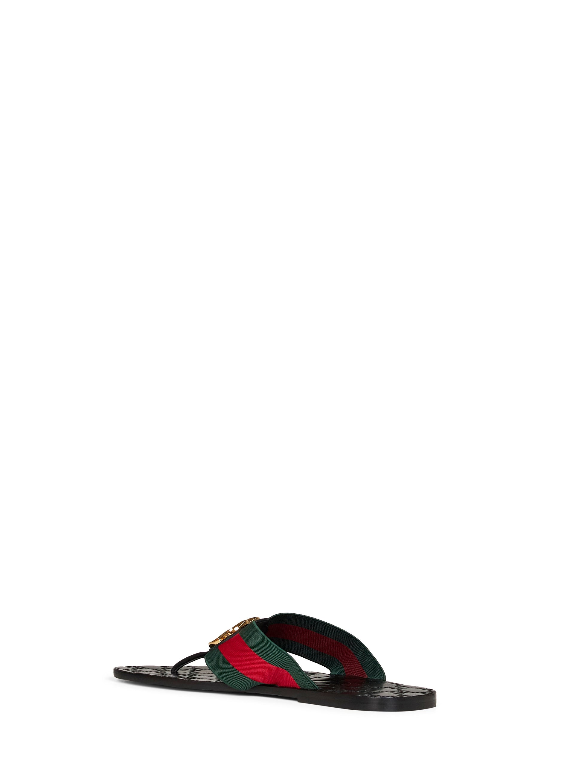 Gucci Men Leather And Web Ribbon Riviera Thong Sandals GUCCI