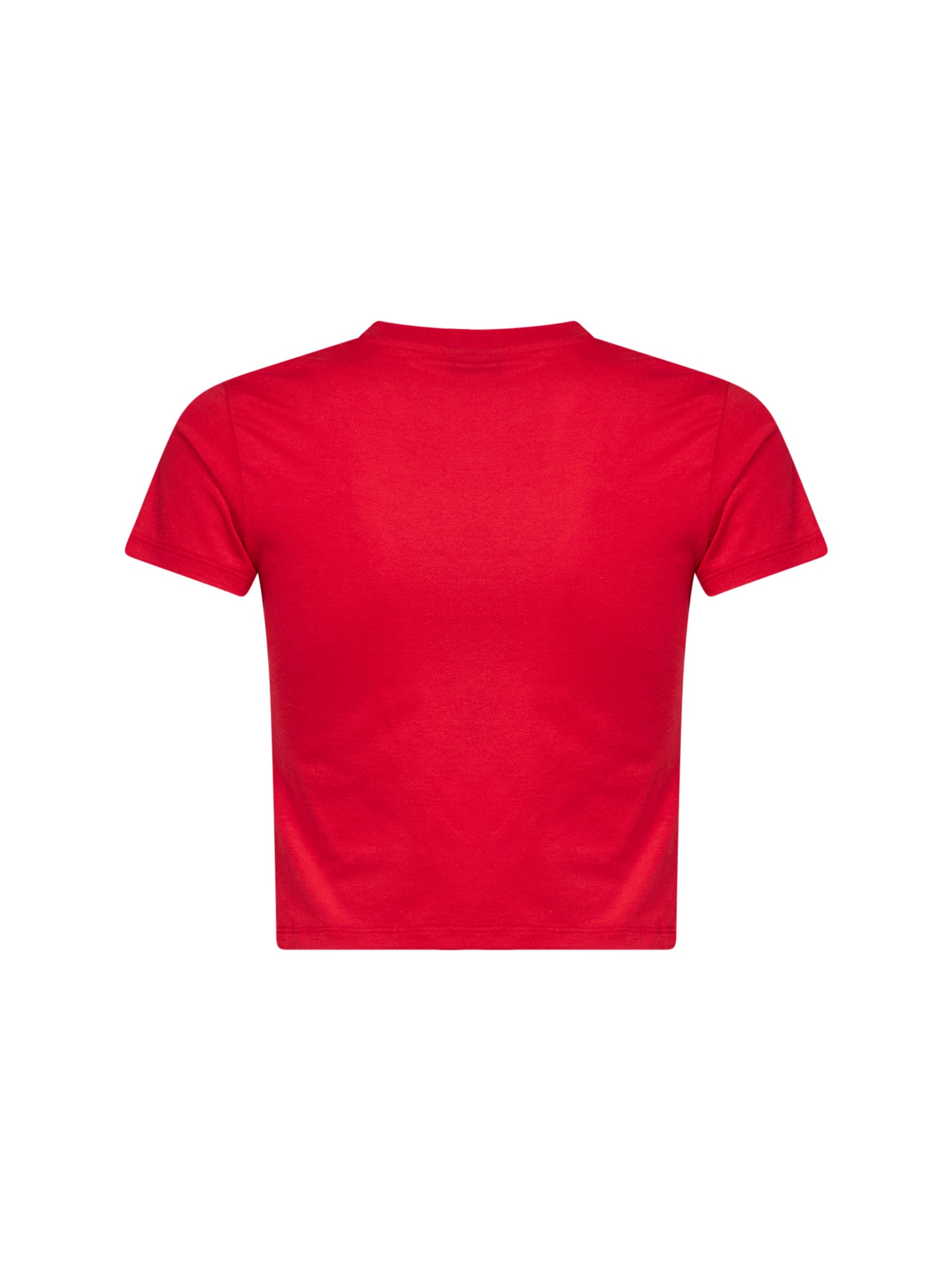 Gucci Women Red Jersey Cropped T-Shirt With Devoré Detail GUCCI