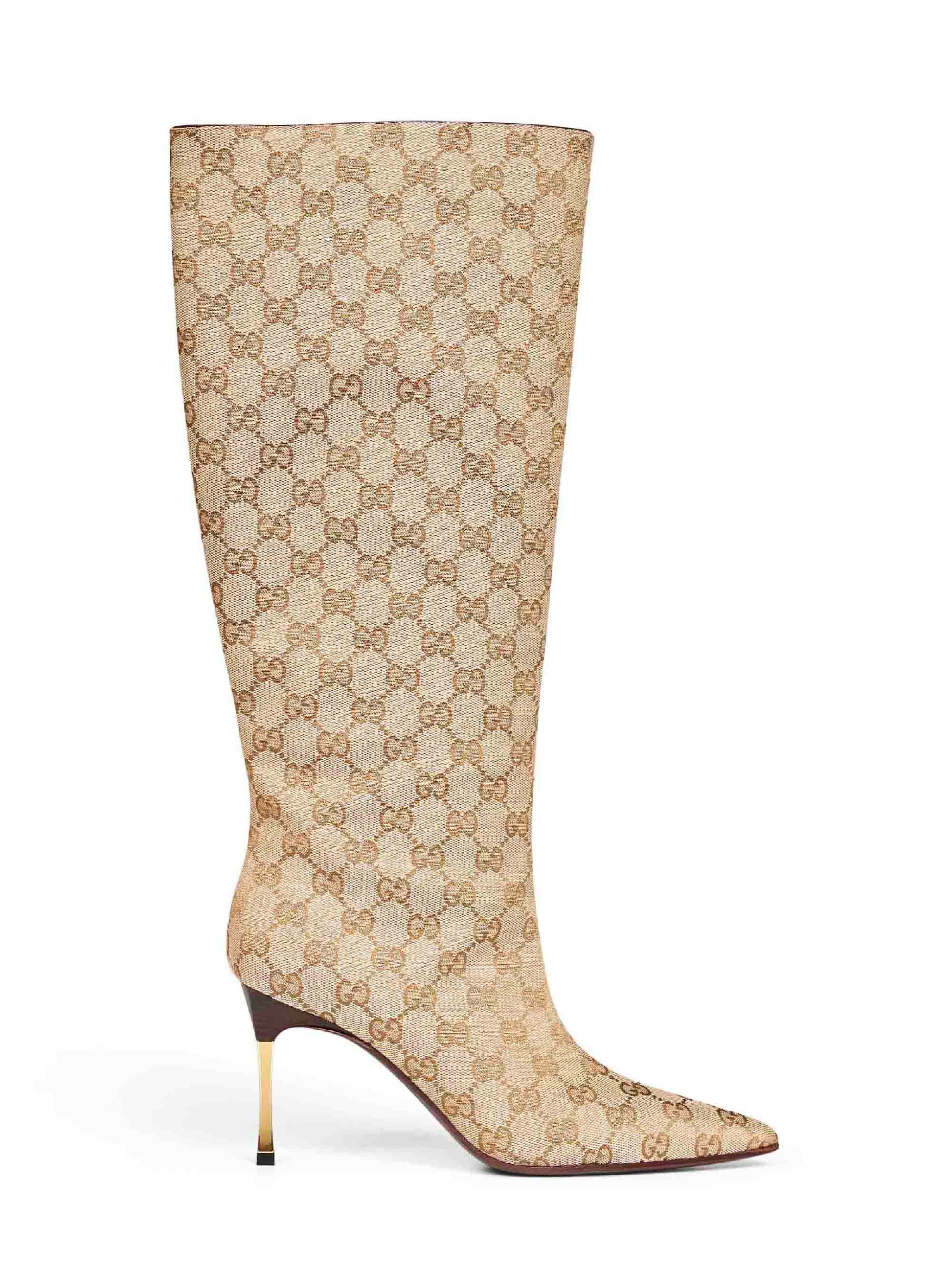 Gucci Women Beige Gg Canvas Bombshell Boots GUCCI
