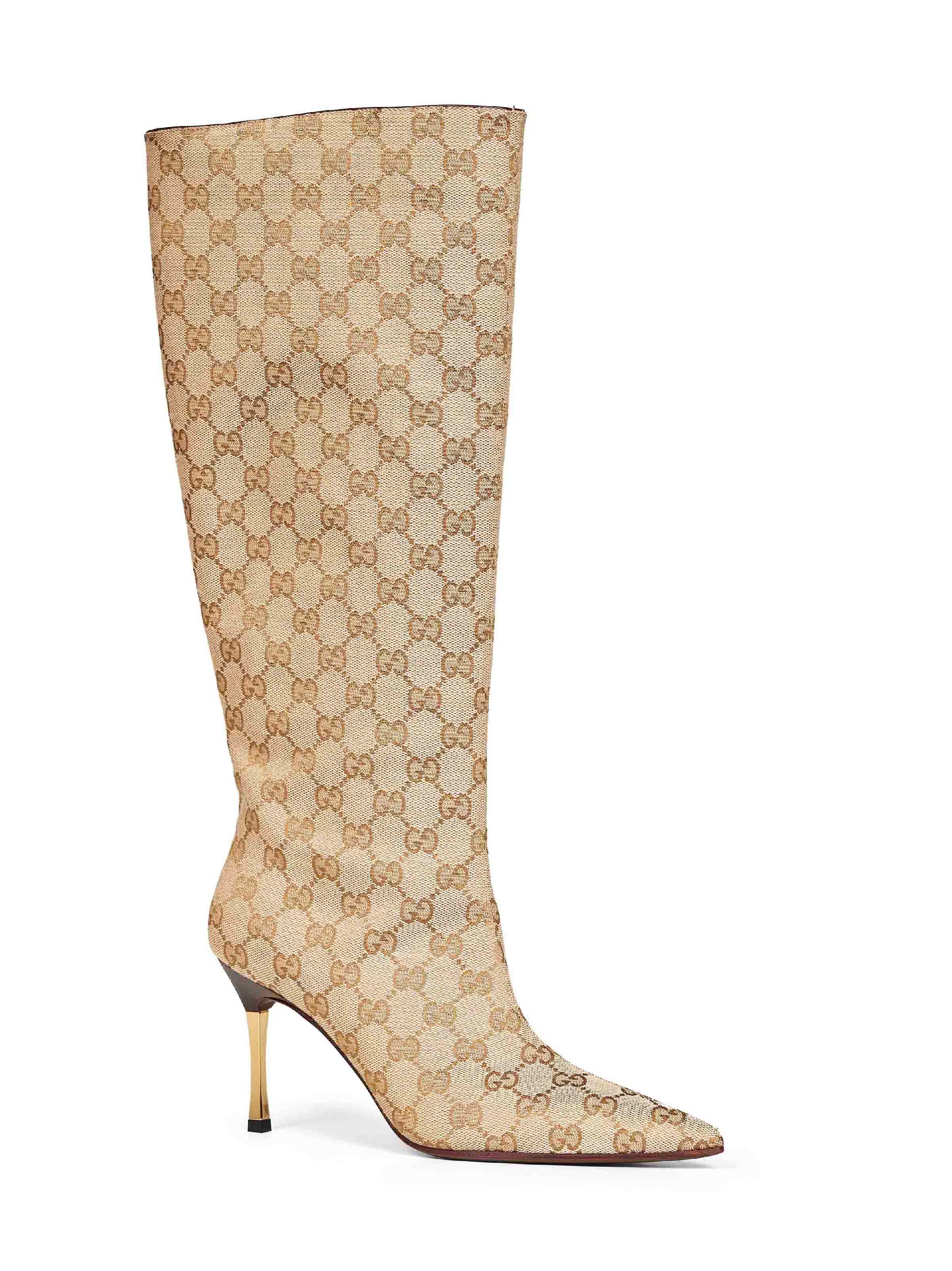 Gucci Women Beige Gg Canvas Bombshell Boots GUCCI
