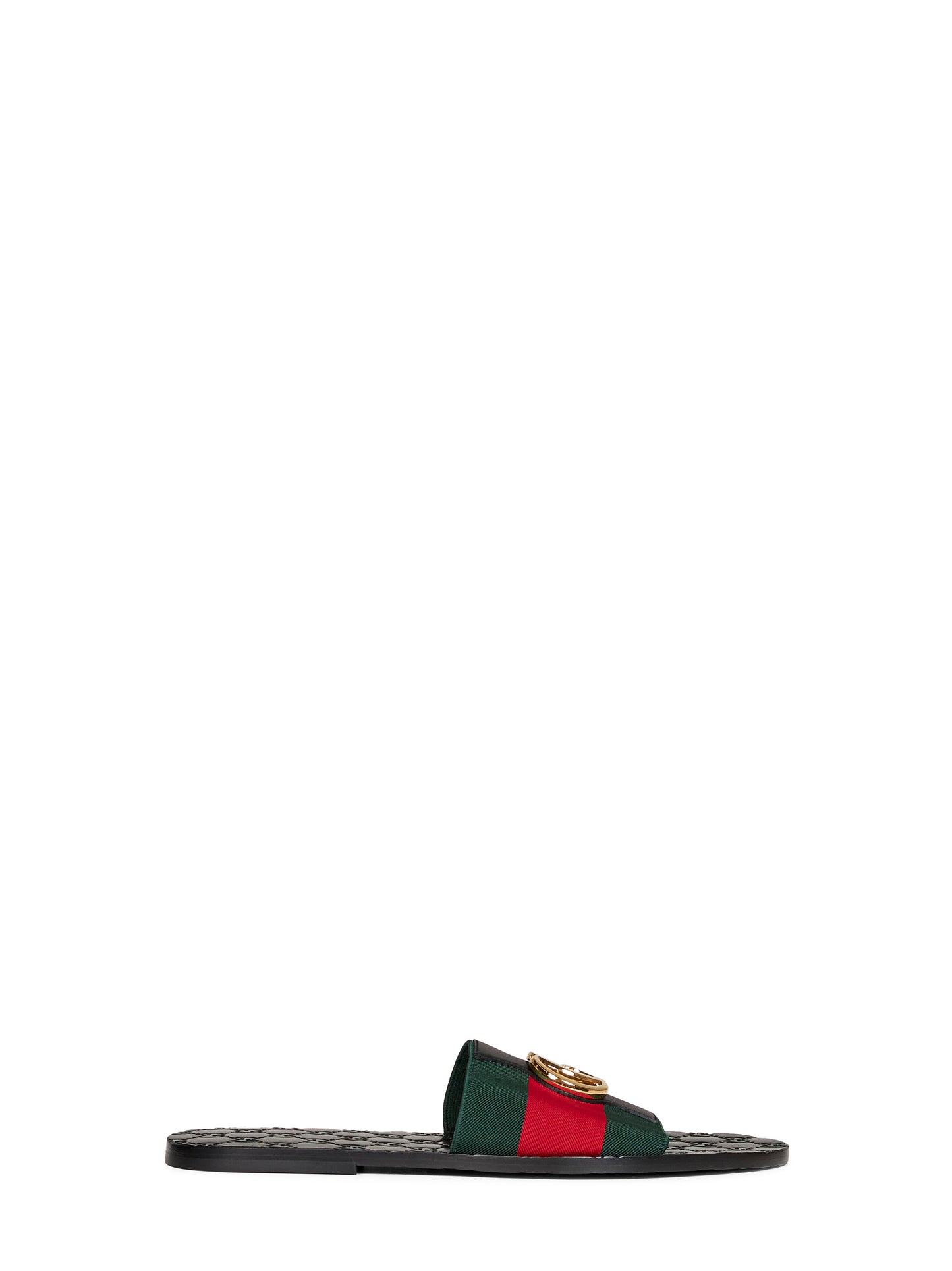 Gucci Men Web And Leather Riviera Slide Sandals GUCCI