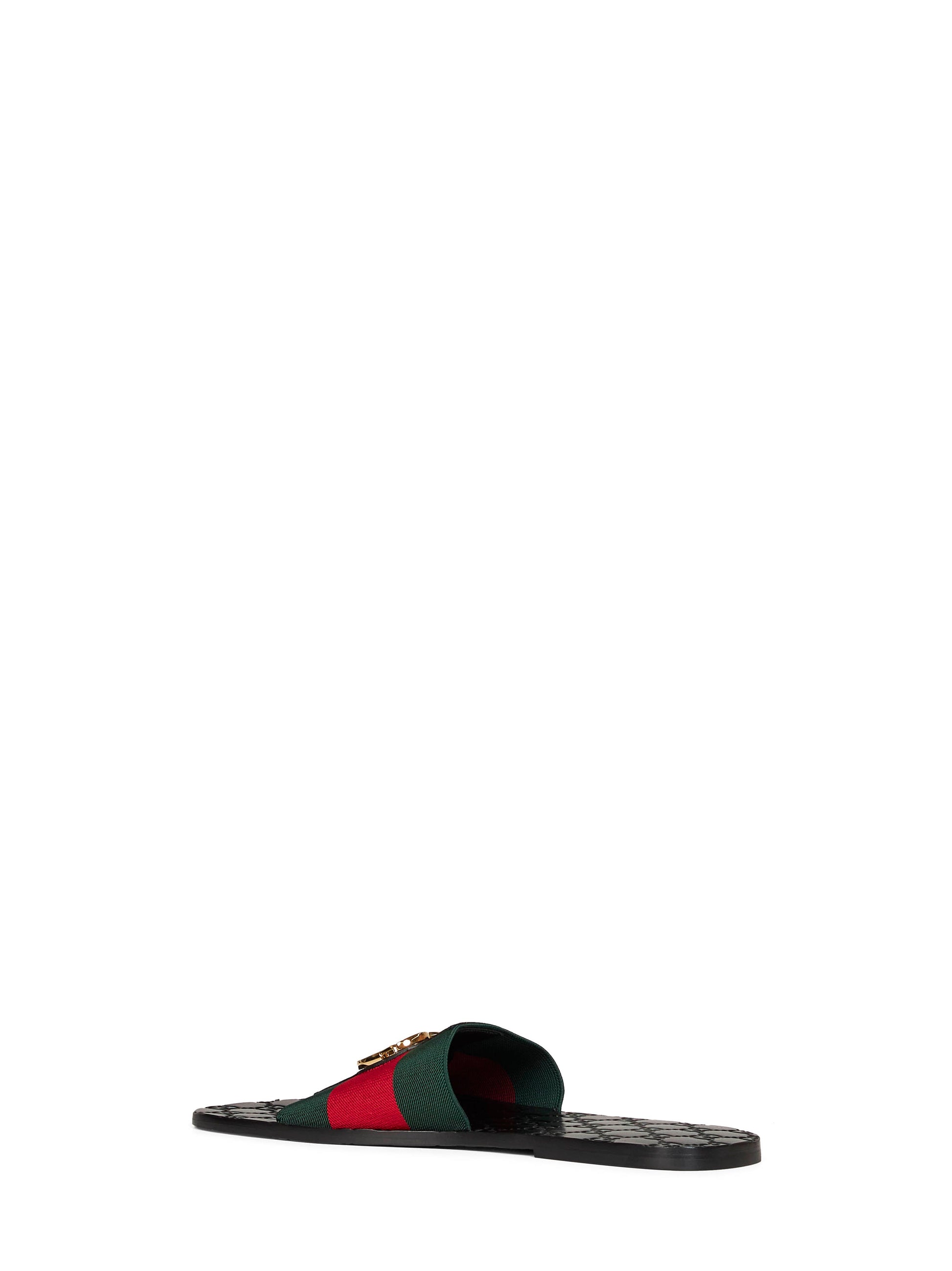 Gucci Men Web And Leather Riviera Slide Sandals GUCCI
