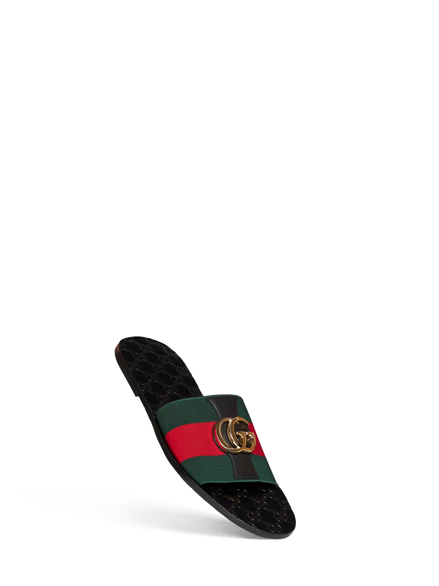 Gucci Men Web And Leather Riviera Slide Sandals GUCCI