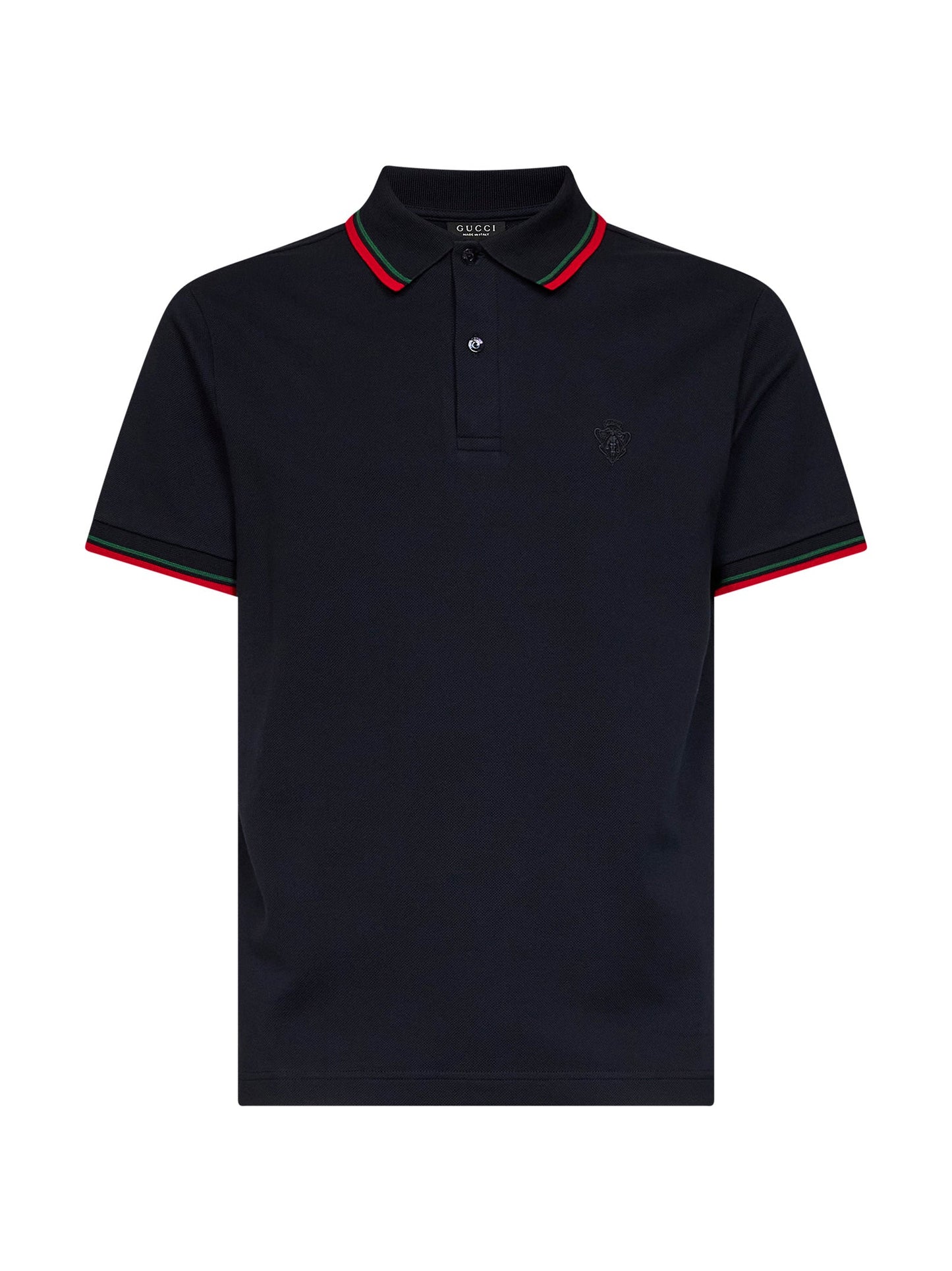 Gucci Men Blue Stretch Cotton Piqué Embroidered Polo Shirt GUCCI
