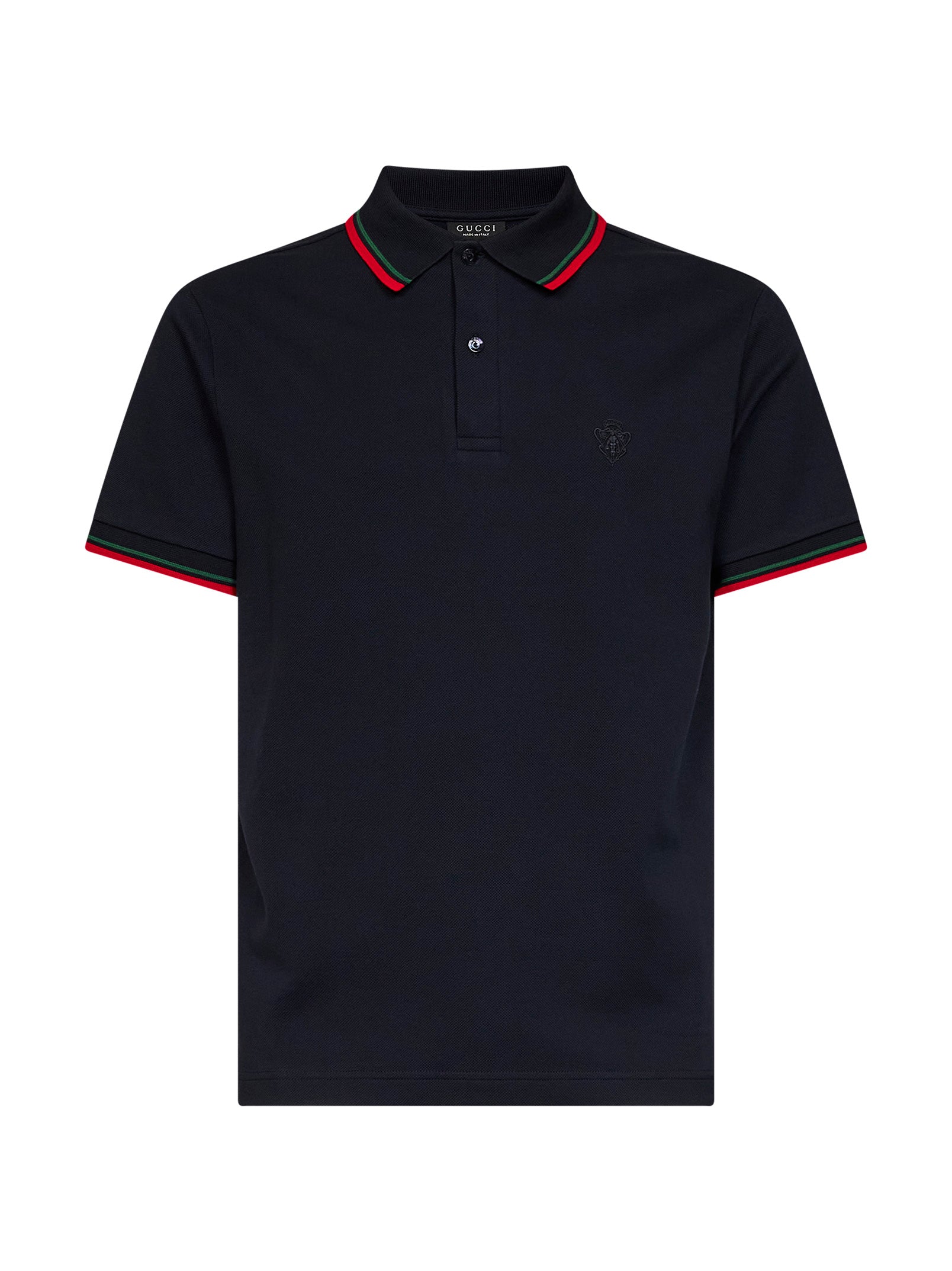 Gucci Men Blue Stretch Cotton Piqué Embroidered Polo Shirt GUCCI
