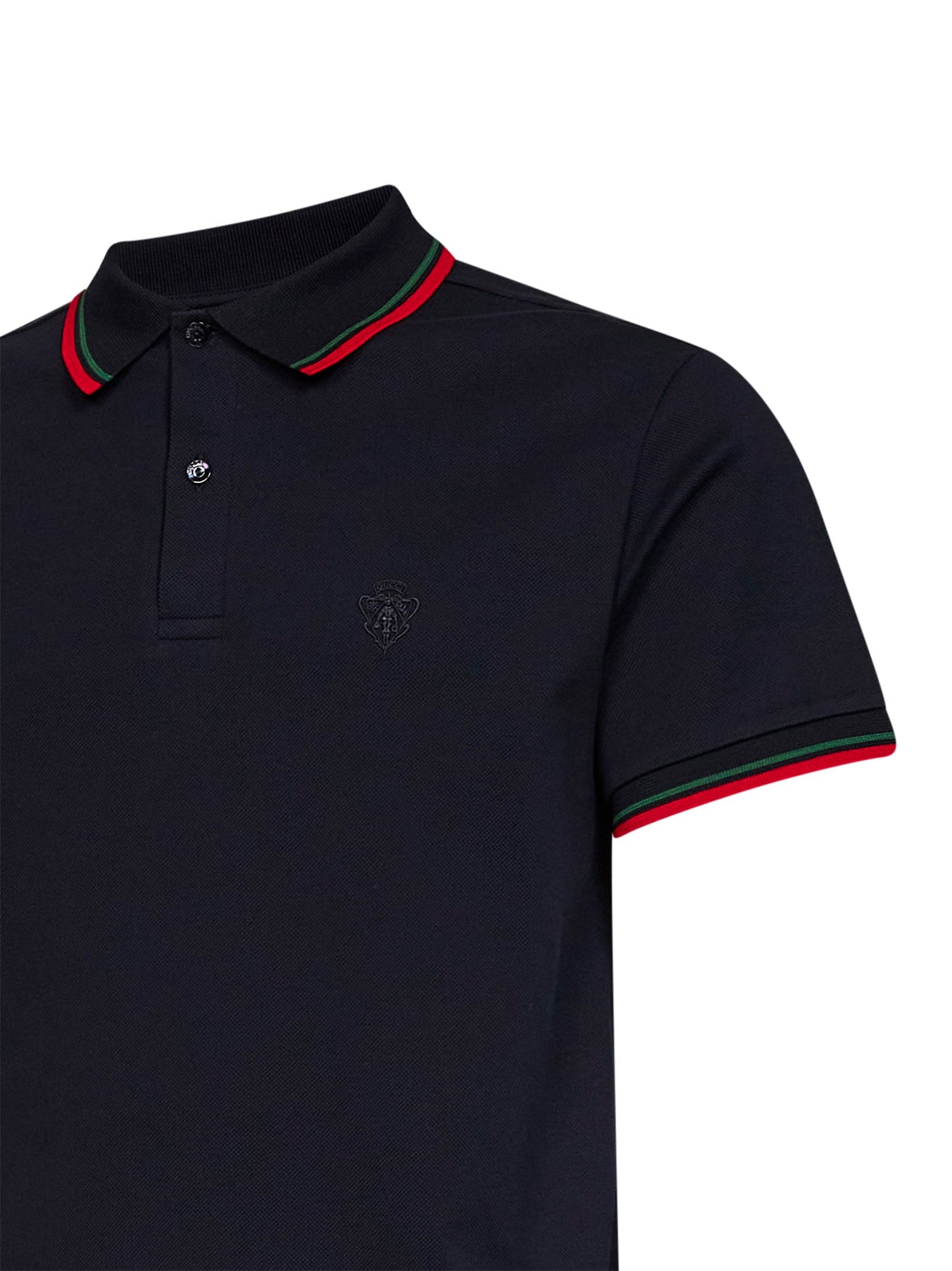 Gucci Men Blue Stretch Cotton Piqué Embroidered Polo Shirt GUCCI