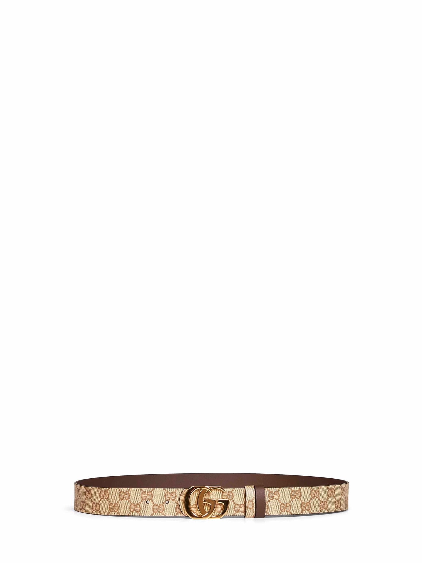 Gucci Men Sand And Dark Brown Cut Gg Marmont Reversible Belt GUCCI