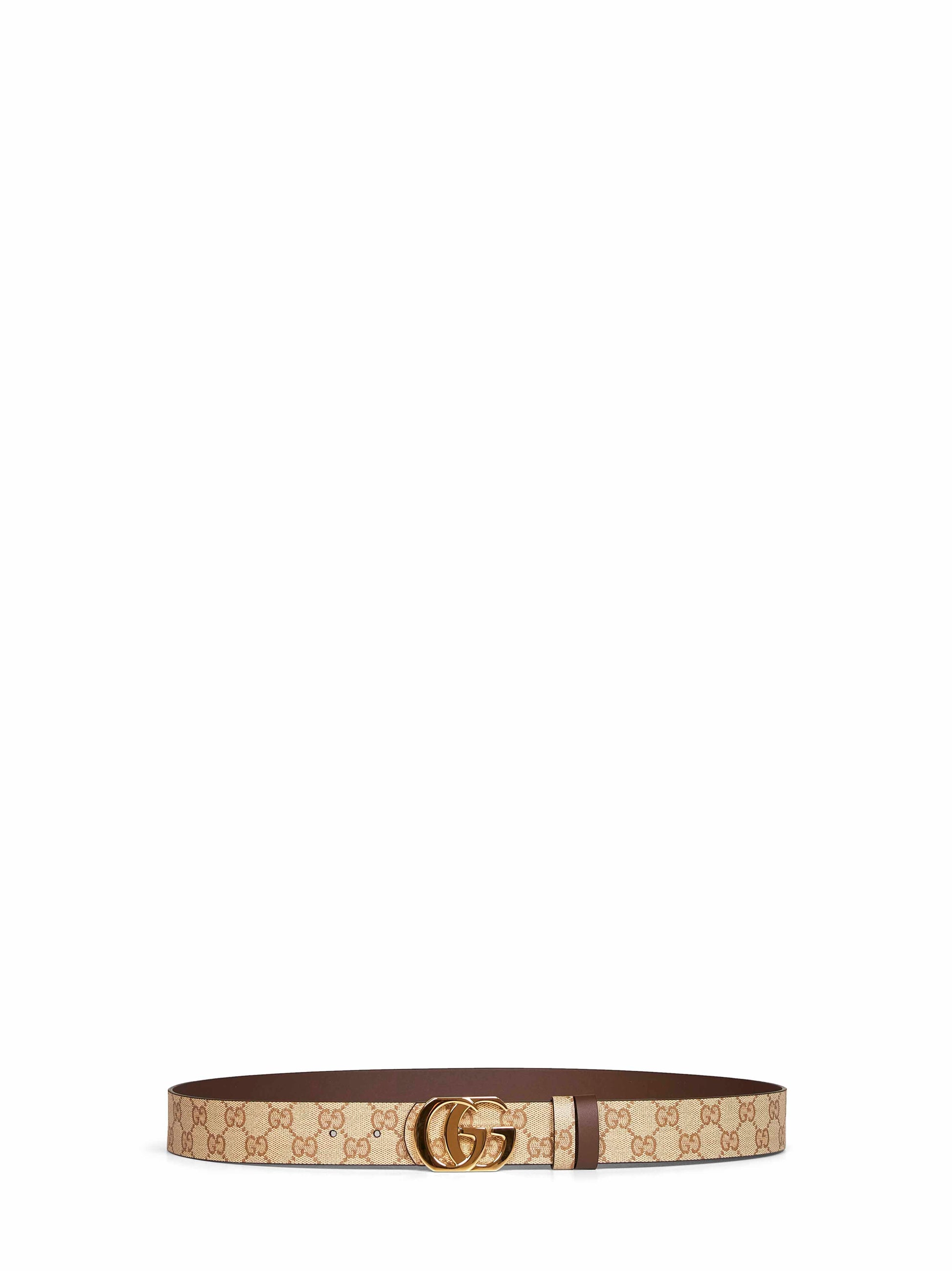 Gucci Men Sand And Dark Brown Cut Gg Marmont Reversible Belt GUCCI