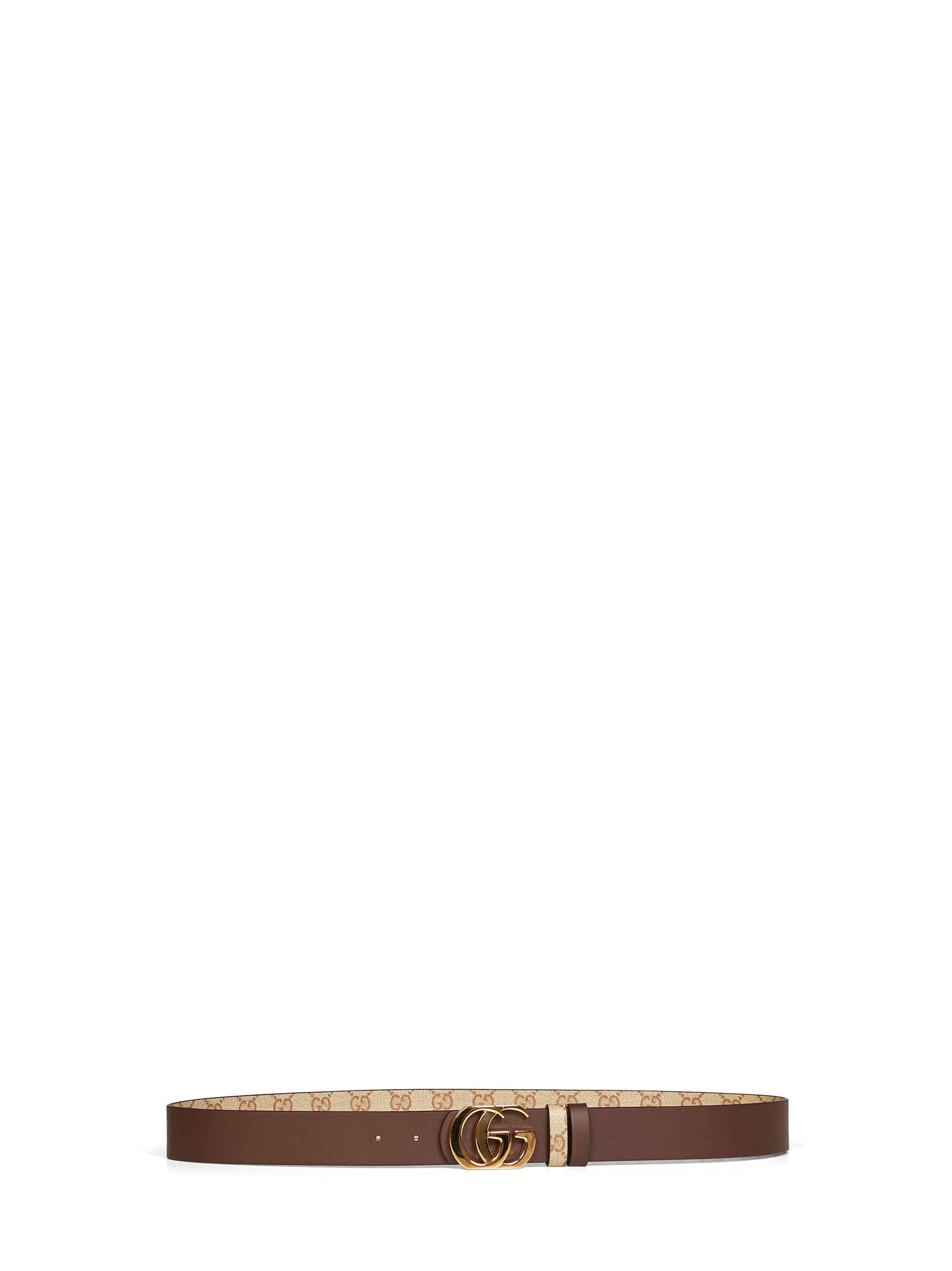 Gucci Men Sand And Dark Brown Cut Gg Marmont Reversible Belt GUCCI