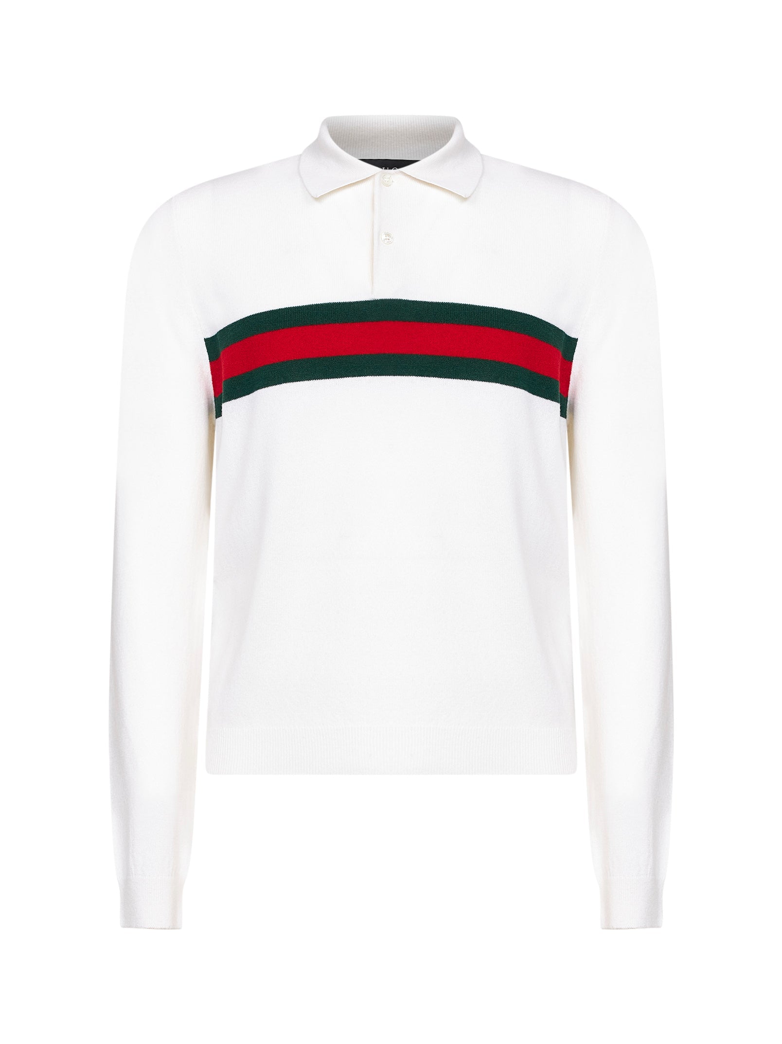 Gucci Men White Web Striped Polo GUCCI