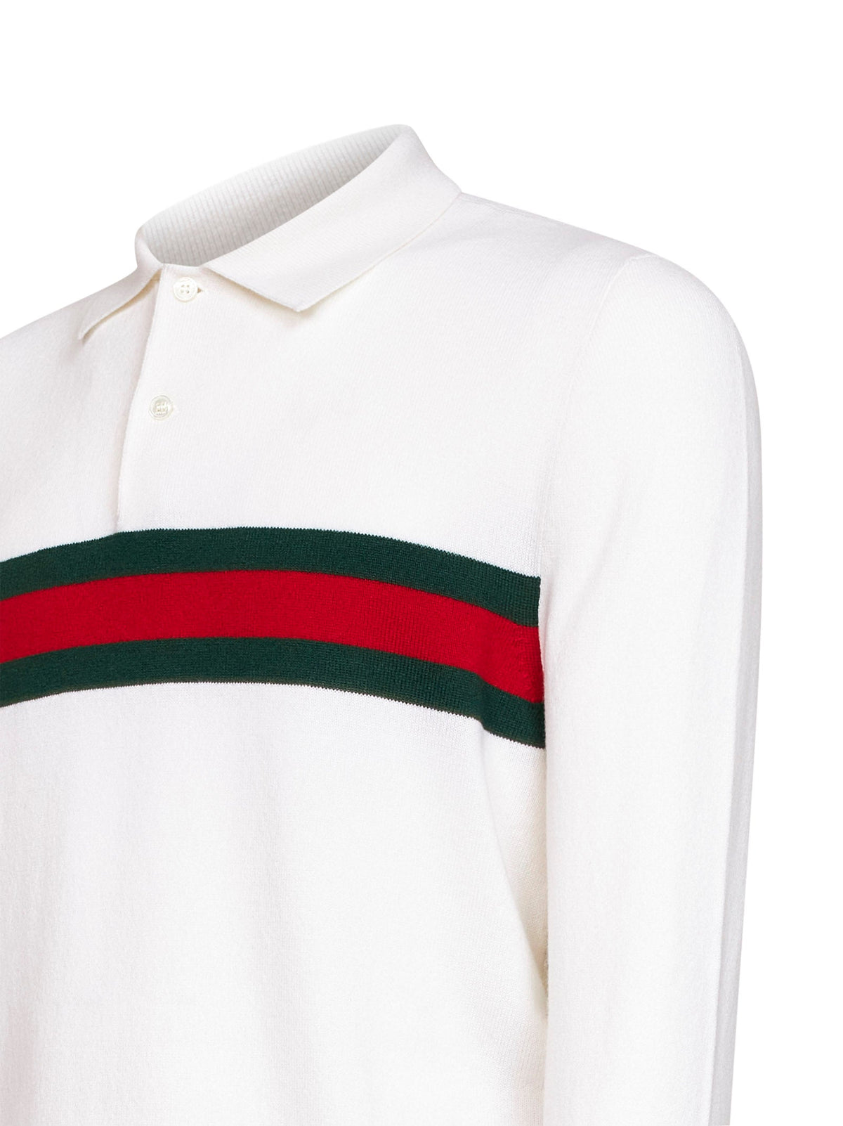 Gucci Men White Web Striped Polo GUCCI