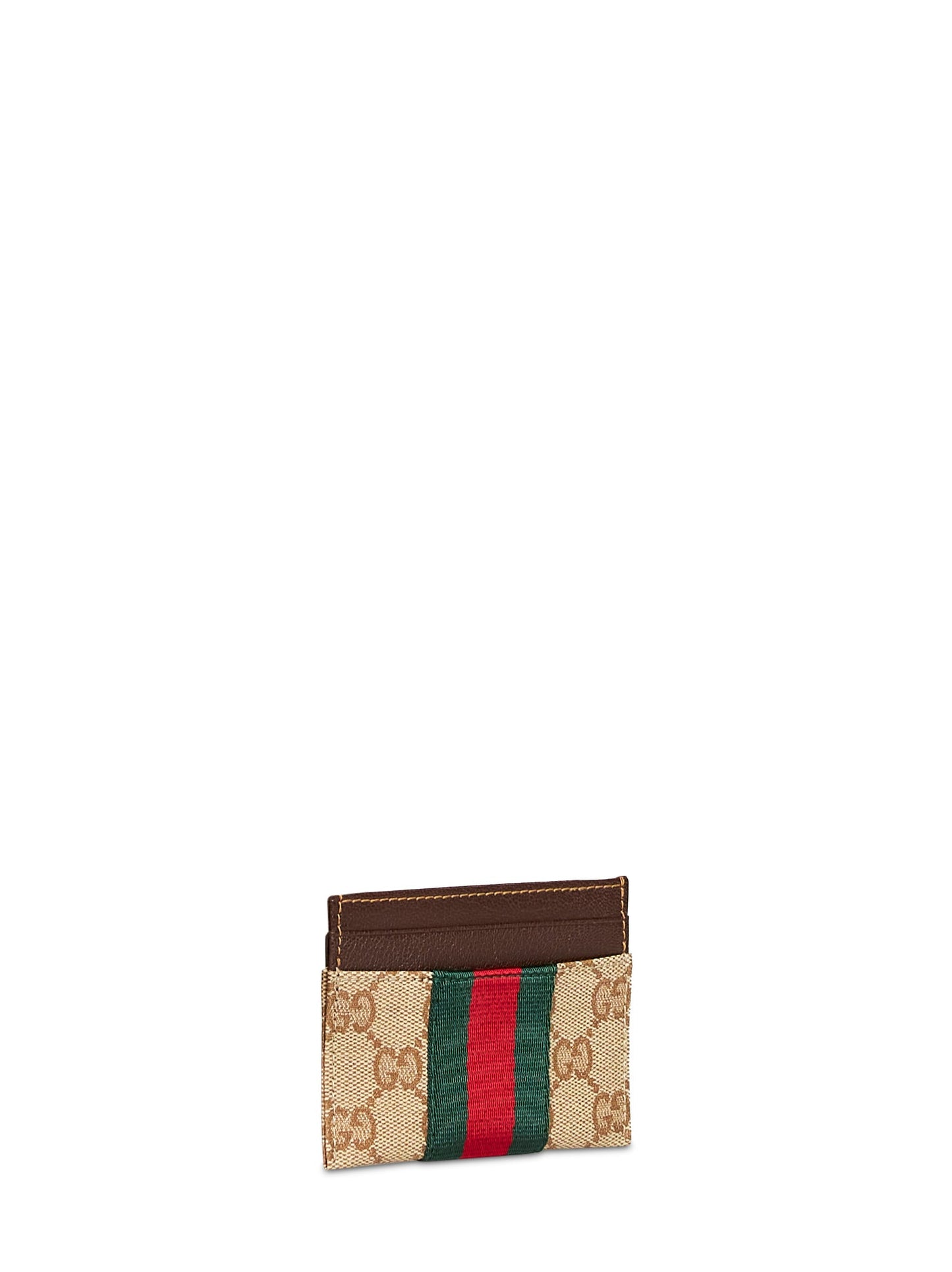 Gucci Women Sand And Dark Brown Gg Canvas Web Card Holder GUCCI