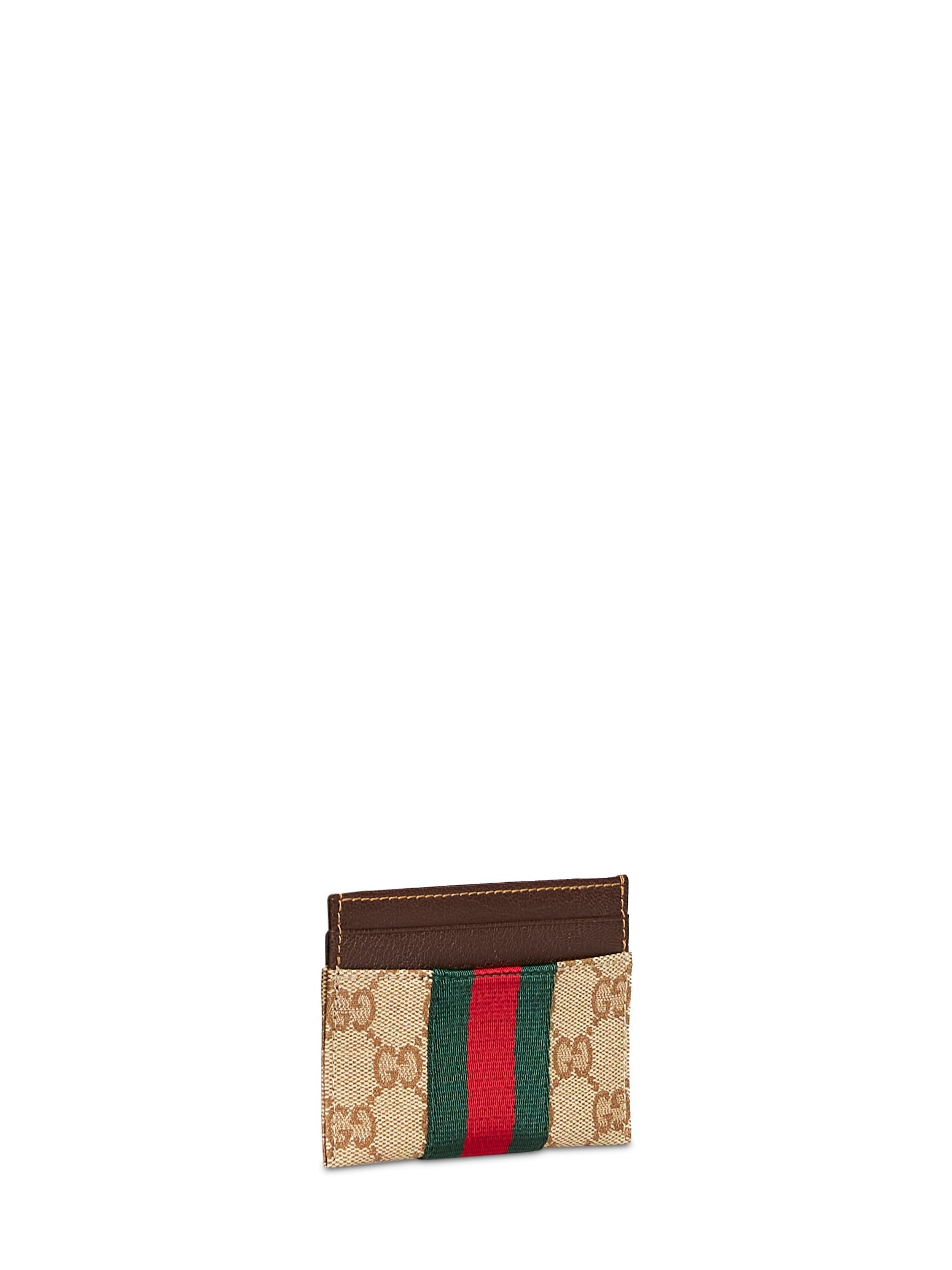 Gucci Women Sand And Dark Brown Gg Canvas Web Card Holder GUCCI