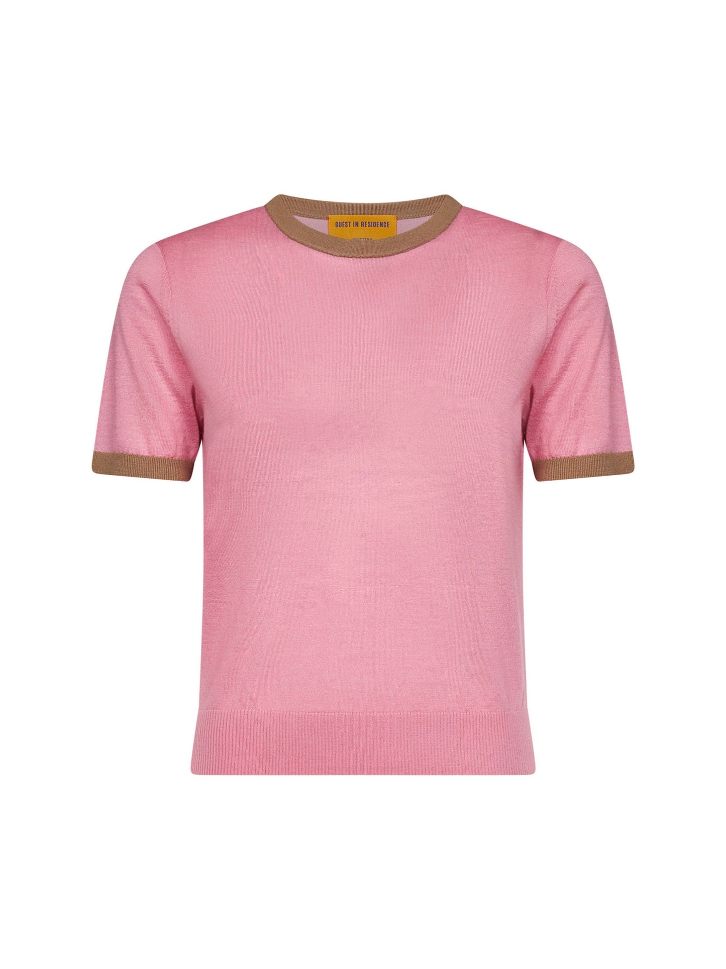 Guest In Residence Women Pink Cashmere Knit Airy Ringer T-Shirt GUEST IN RESIDENCE