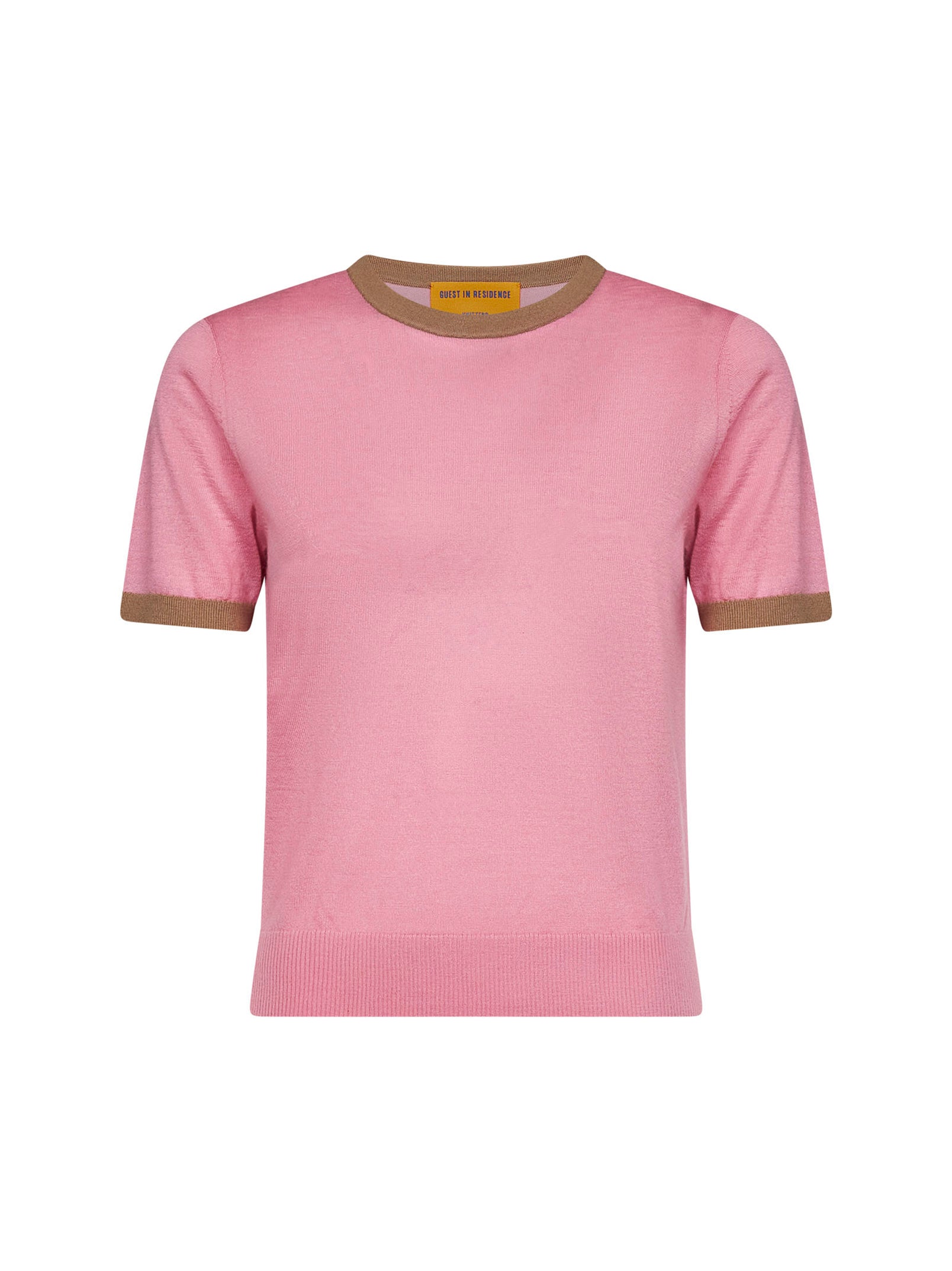 Guest In Residence Women Pink Cashmere Knit Airy Ringer T-Shirt GUEST IN RESIDENCE