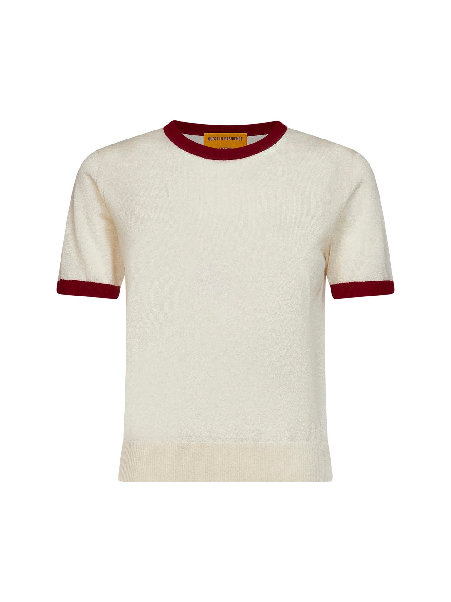 Guest In Residence Women Cream Cashmere Knit Airy Ringer T-Shirt GUEST IN RESIDENCE