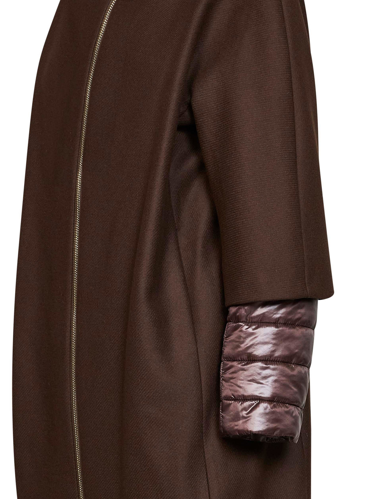 Herno Women Dark Chocolate Ecowool And Ultralight Nylon Coat HERNO
