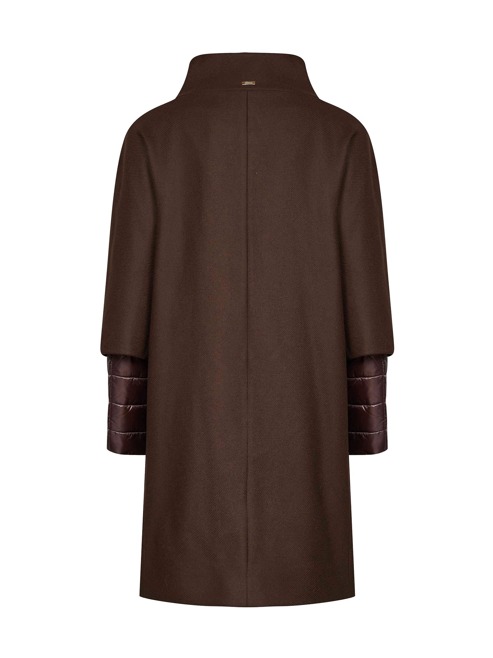 Herno Women Dark Chocolate Ecowool And Ultralight Nylon Coat HERNO