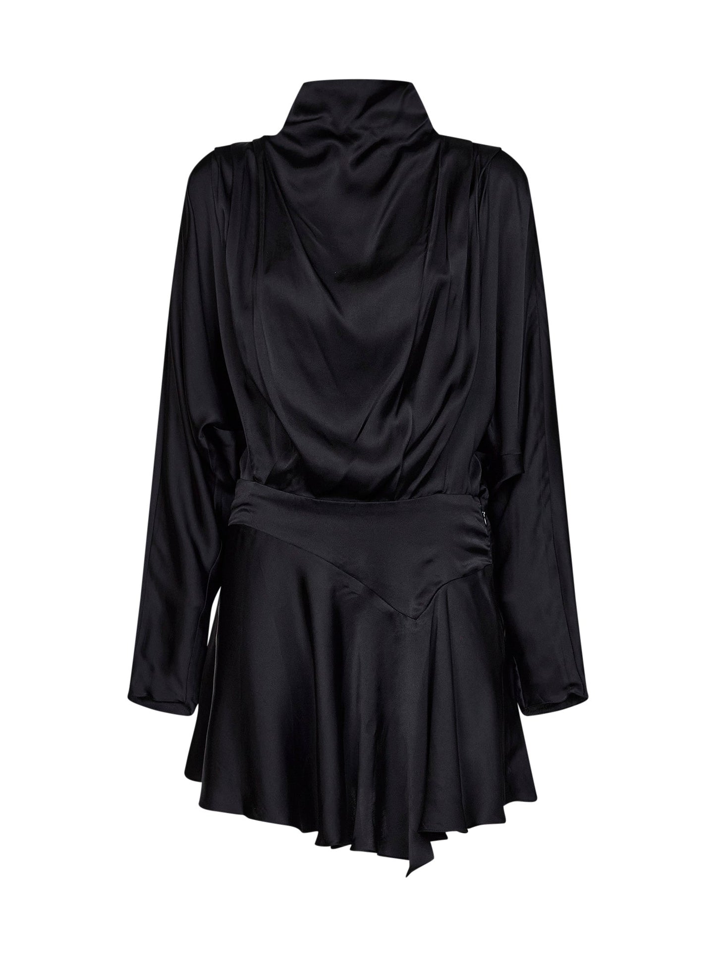 Isabel Marant Women Black Satin Neline Draped Mini Dress ISABEL MARANT