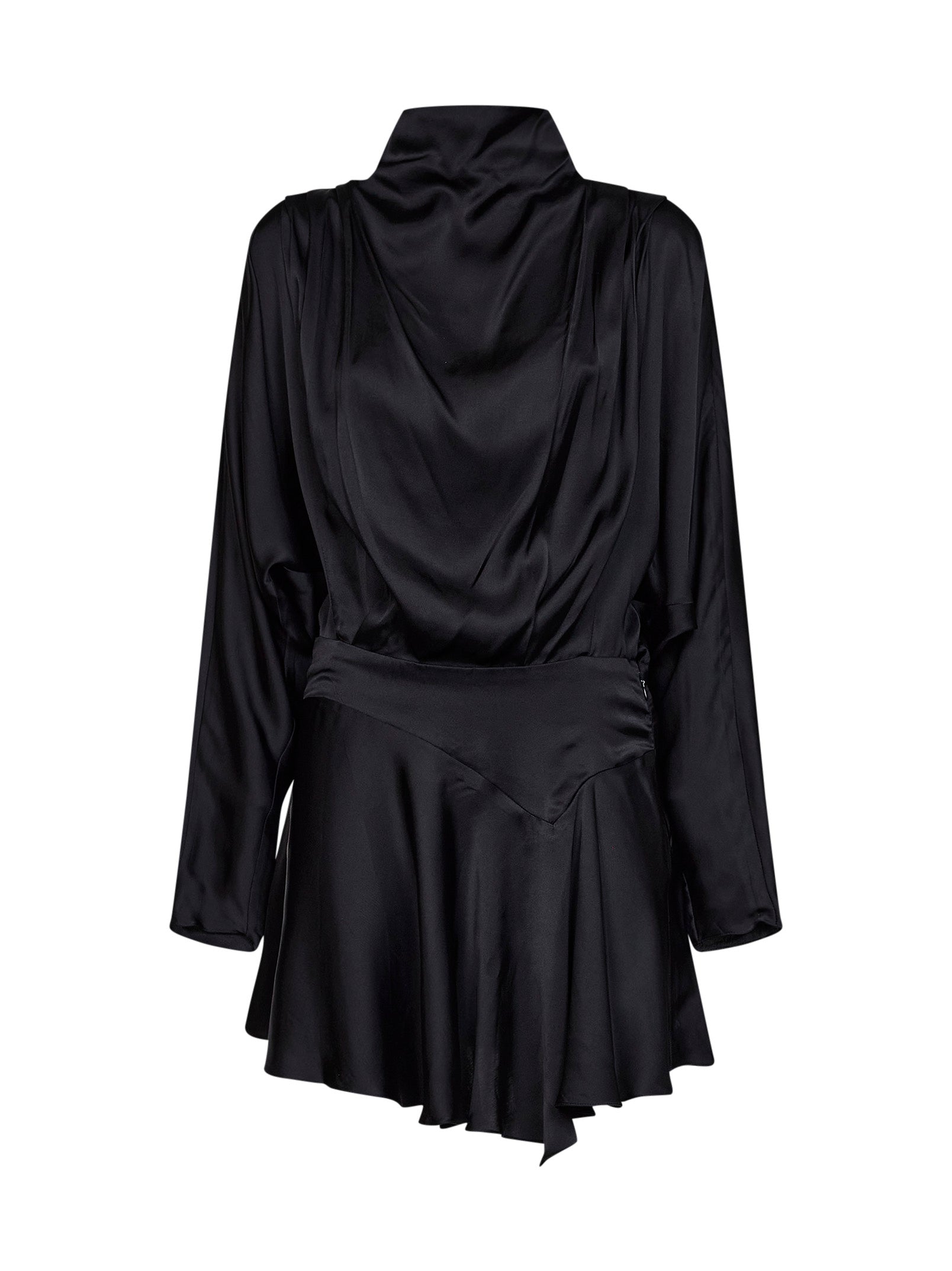 Isabel Marant Women Black Satin Neline Draped Mini Dress ISABEL MARANT