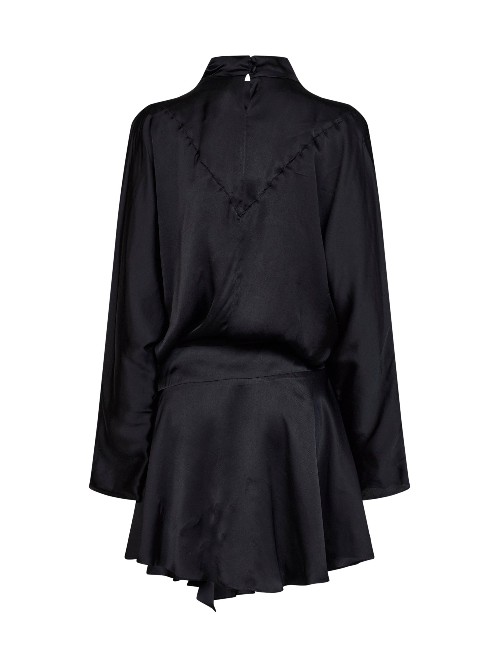 Isabel Marant Women Black Satin Neline Draped Mini Dress ISABEL MARANT