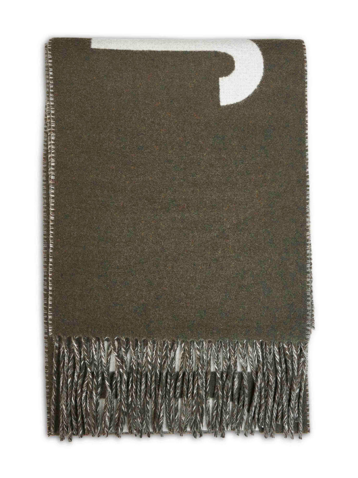Jacquemus Women Khaki Wool The Jacquemus Fringe Logo Scarf JACQUEMUS