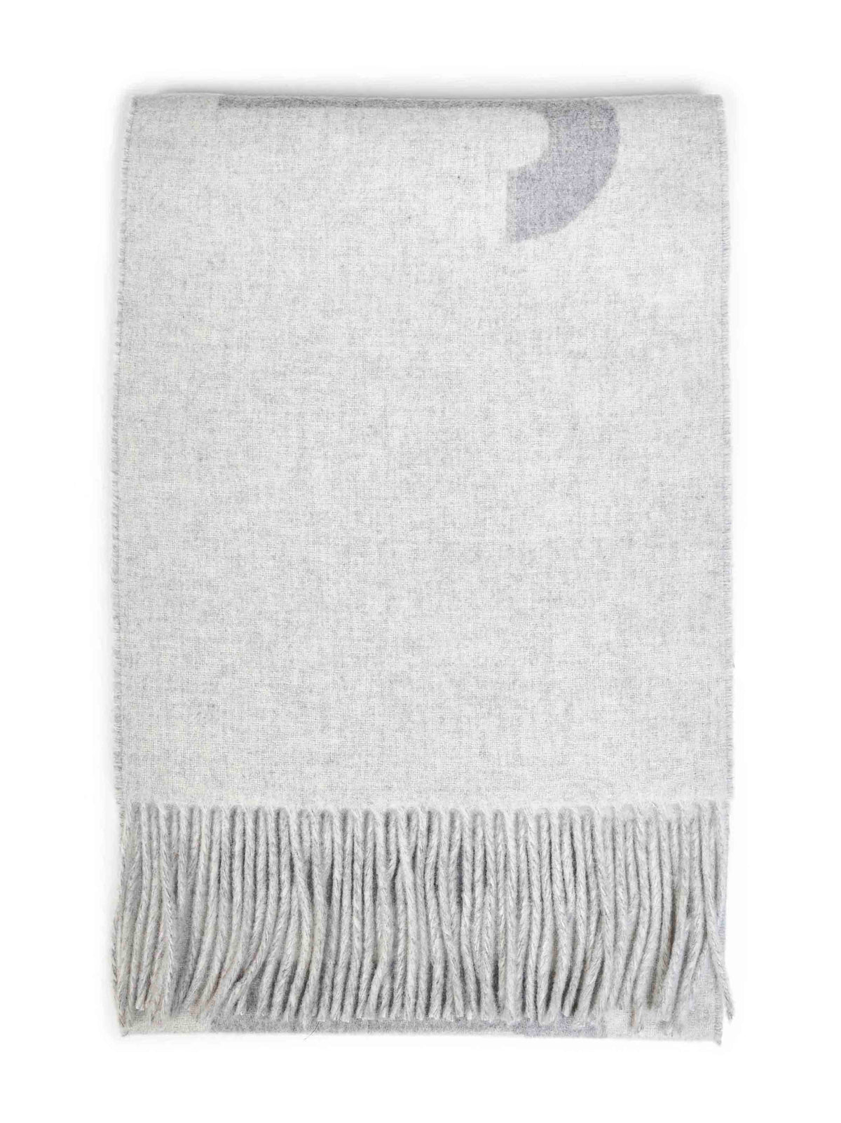 Jacquemus Women Grey Wool The Jacquemus Fringe Logo Scarf JACQUEMUS